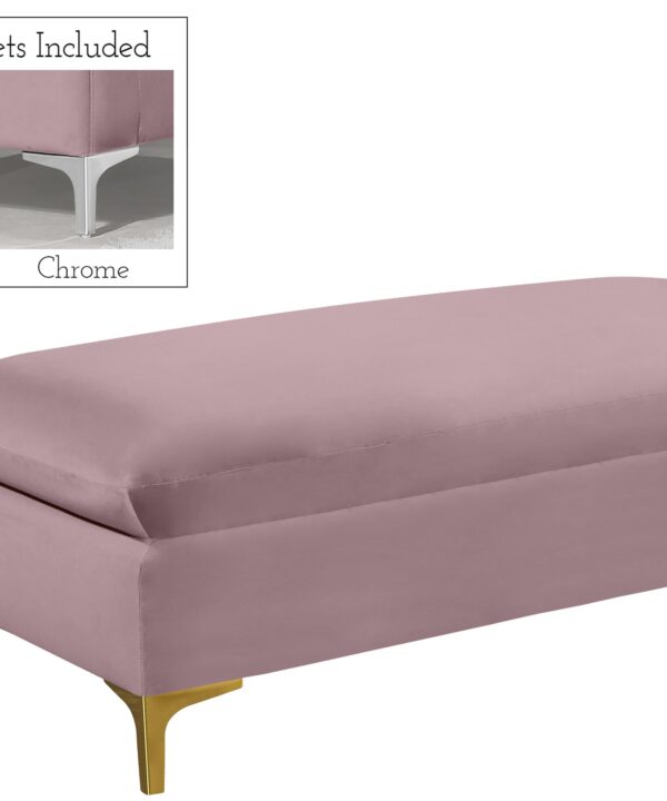 Naomi Pink Velvet Ottoman - Luxe Home Furnishings (Jersey City, NJ)