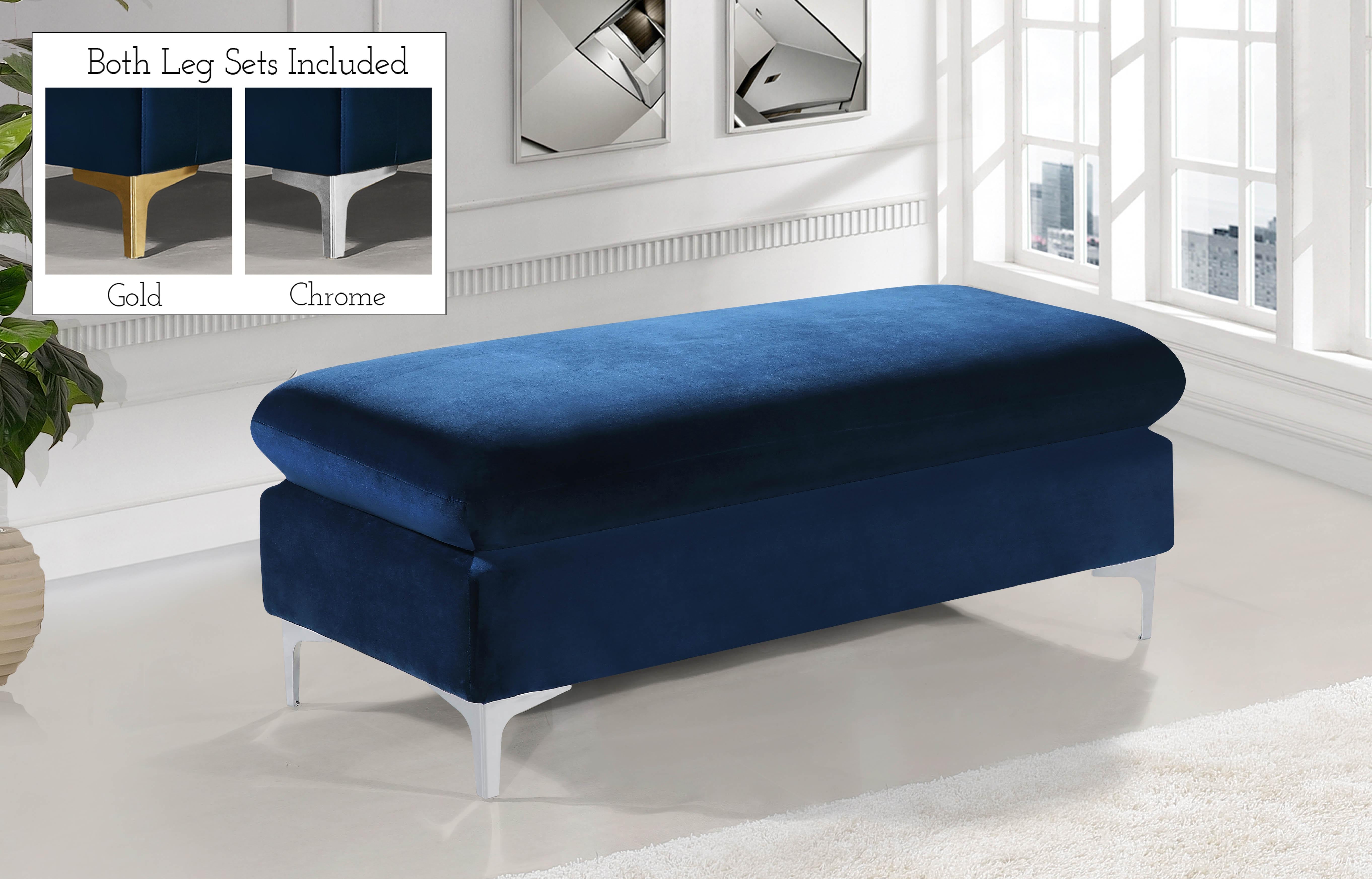Naomi Navy Velvet Ottoman - Luxe Home Furnishings (Jersey City, NJ)