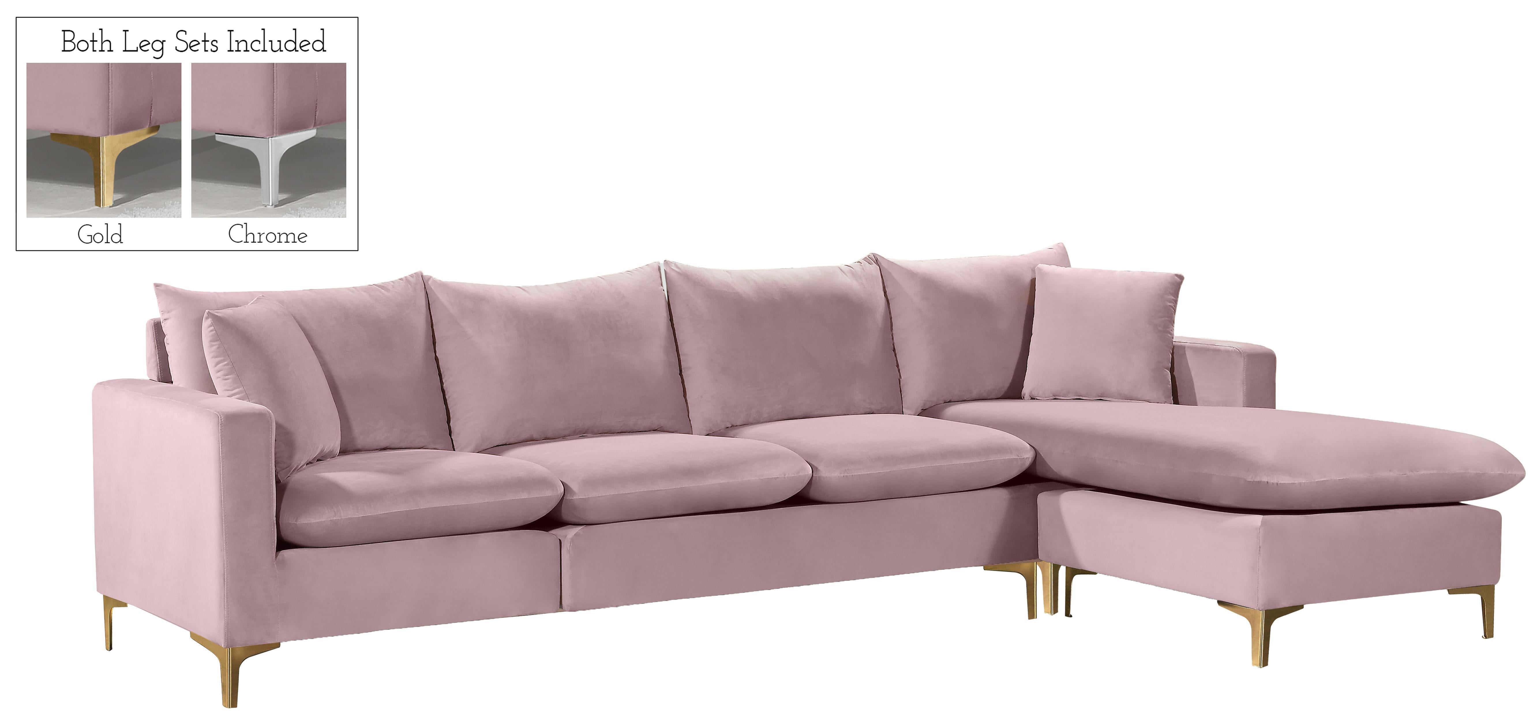 Naomi Pink Velvet 2pc. Reversible Sectional - Luxe Home Furnishings (Jersey City, NJ)