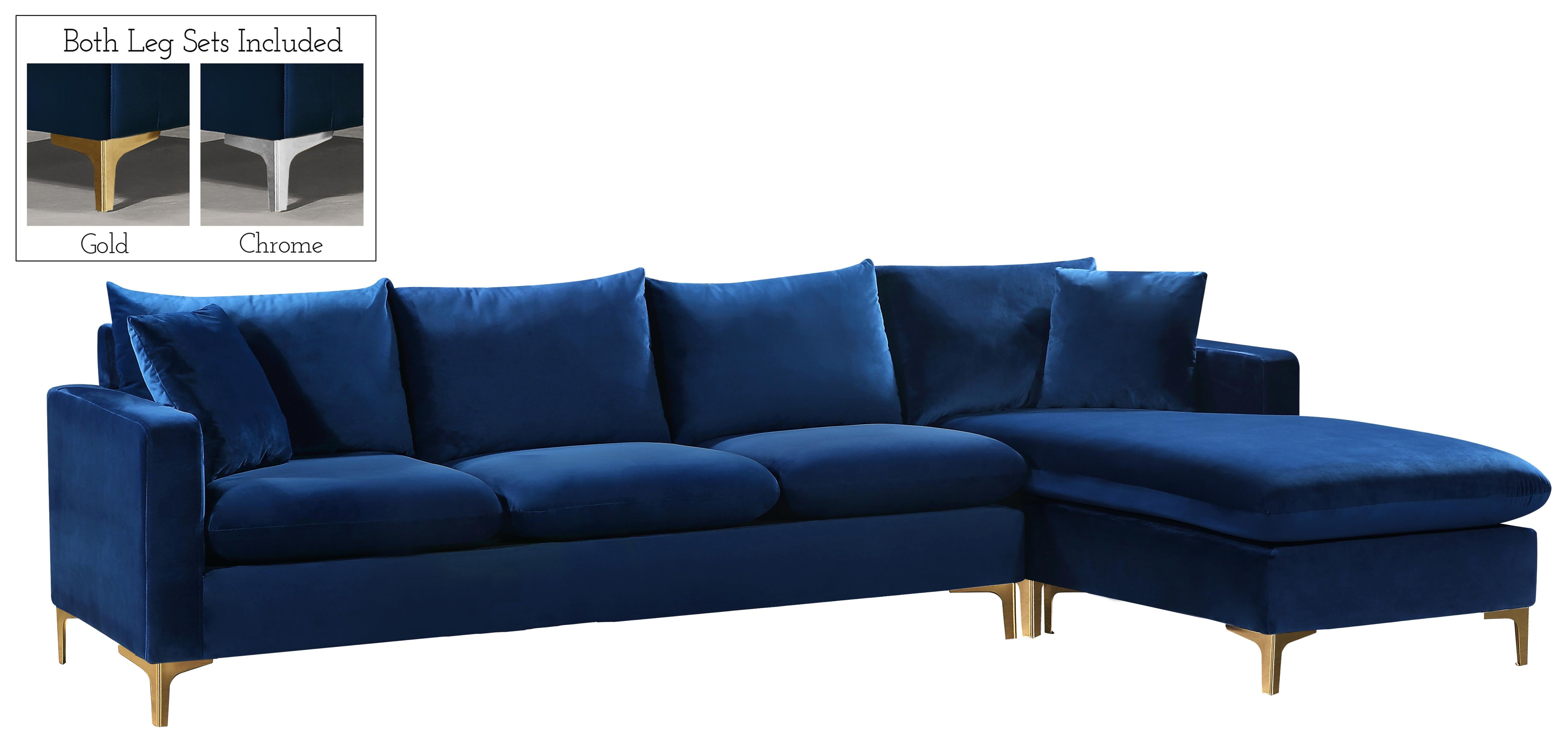 Naomi Navy Velvet 2pc. Reversible Sectional - Luxe Home Furnishings (Jersey City, NJ)