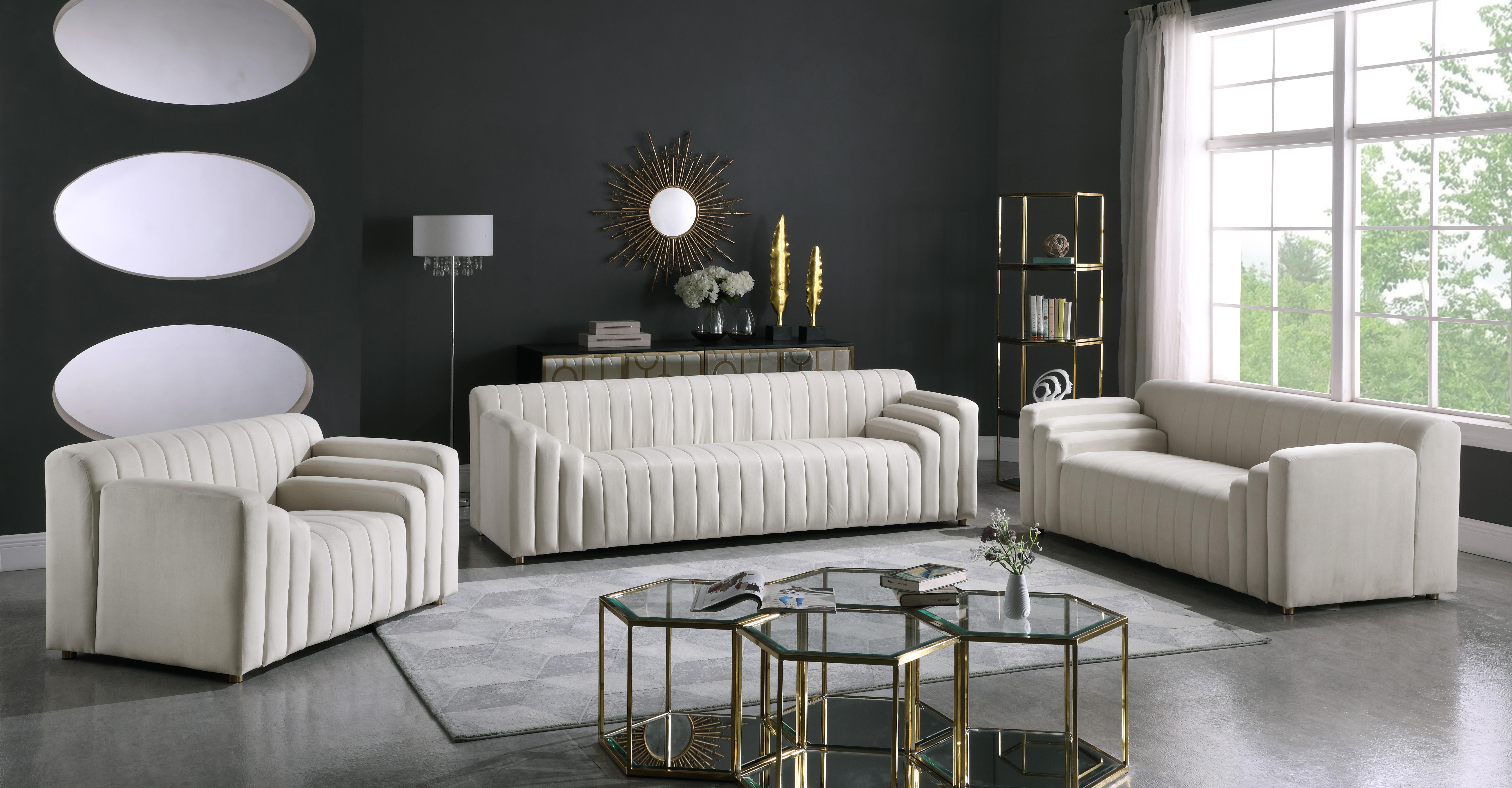 Naya Cream Velvet Chair - Luxe Home Furnishings (Jersey City, NJ)