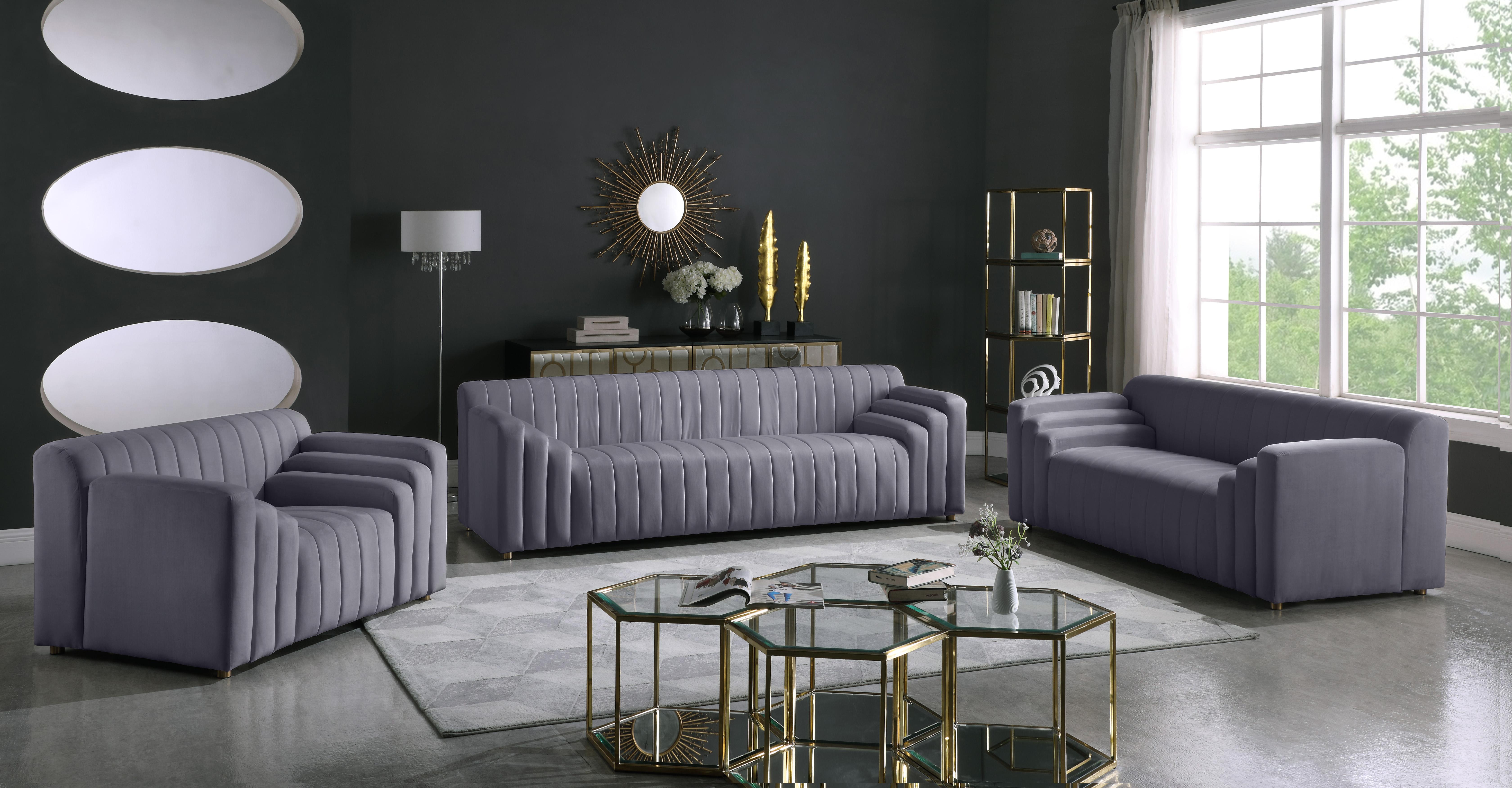 Naya Grey Velvet Sofa - Luxe Home Furnishings (Jersey City, NJ)