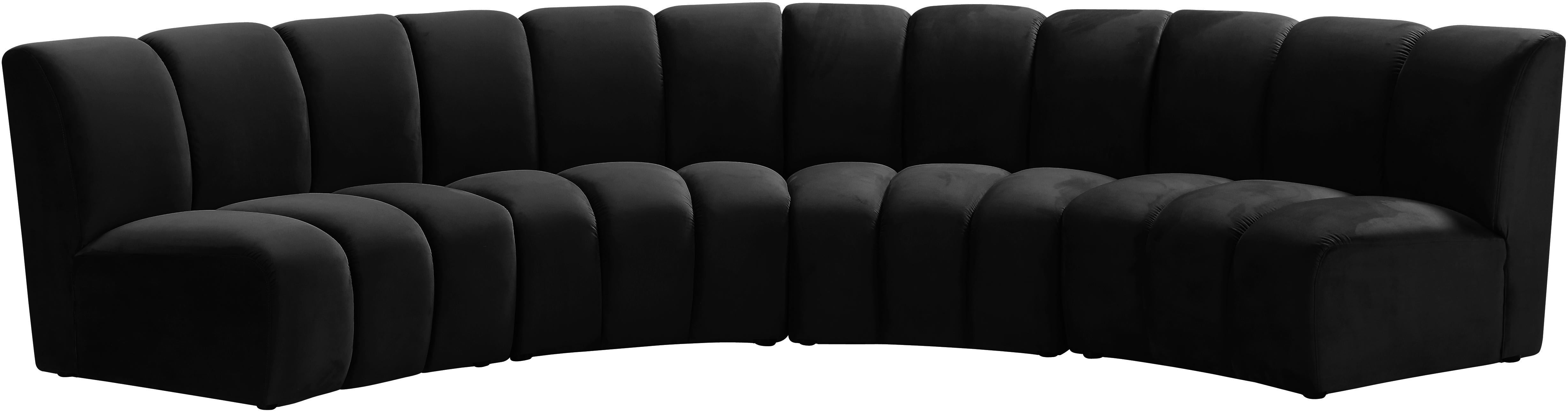 Infinity Black Velvet 4pc. Modular Sectional - Luxe Home Furnishings (Jersey City, NJ)