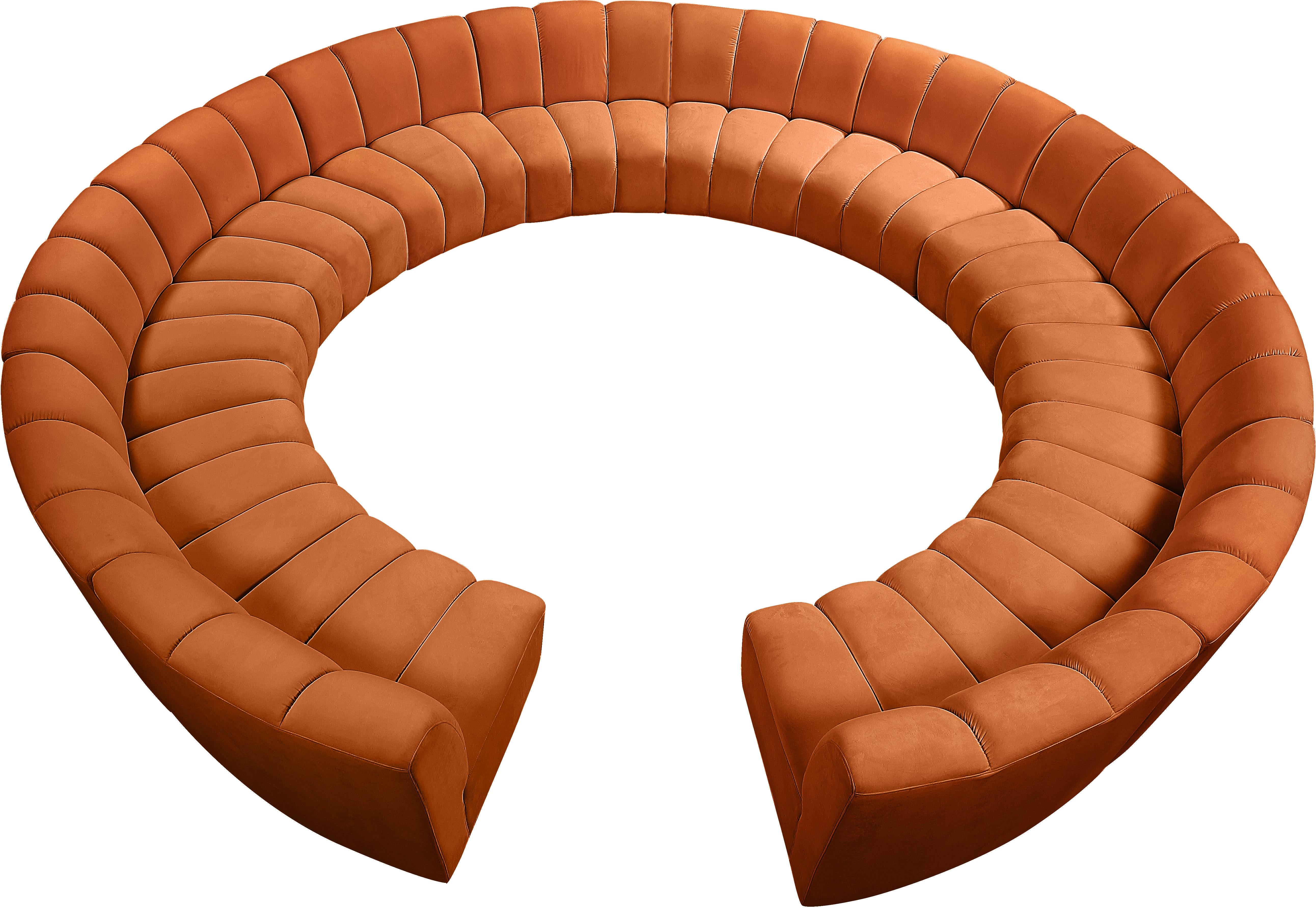 Infinity Cognac Velvet 12pc. Modular Sectional - Luxe Home Furnishings (Jersey City, NJ)