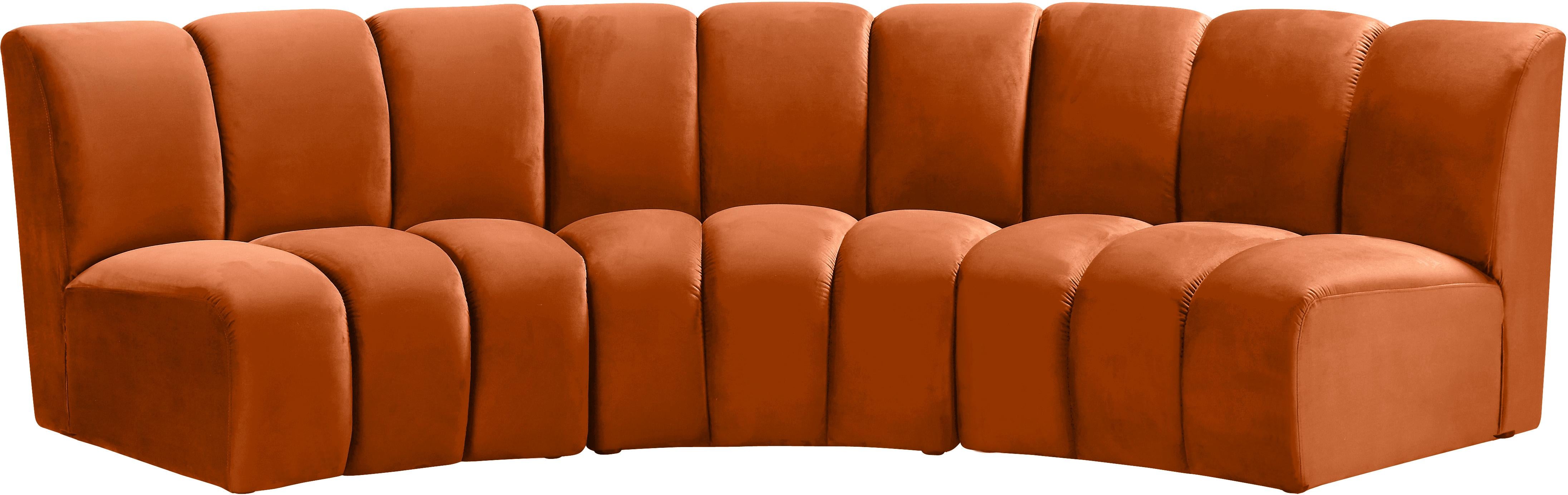 Infinity Cognac Velvet 3pc. Modular Sectional - Luxe Home Furnishings (Jersey City, NJ)
