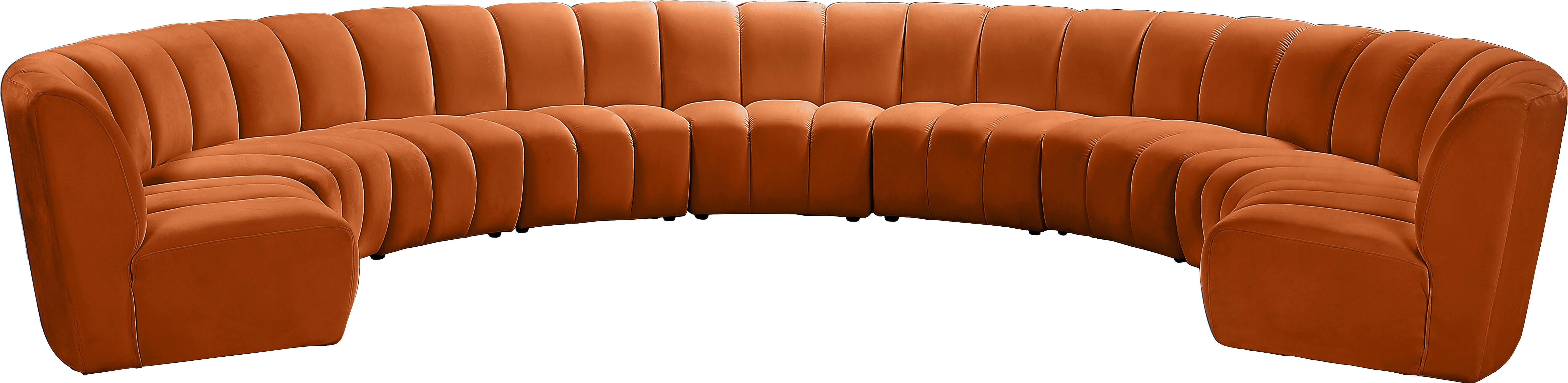 Infinity Cognac Velvet 9pc. Modular Sectional - Luxe Home Furnishings (Jersey City, NJ)
