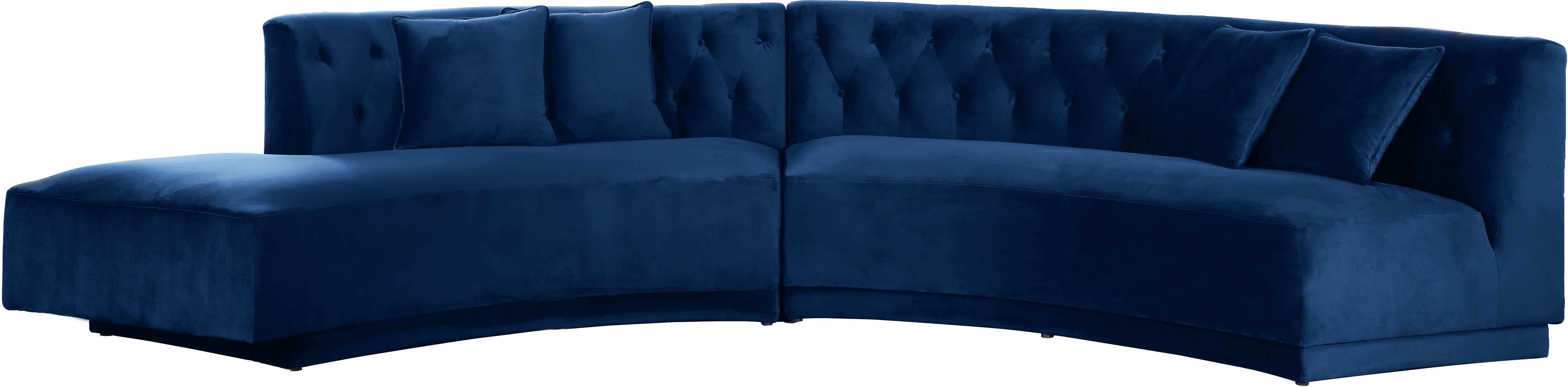 Kenzi Navy Velvet 2pc. Sectional - Luxe Home Furnishings (Jersey City, NJ)