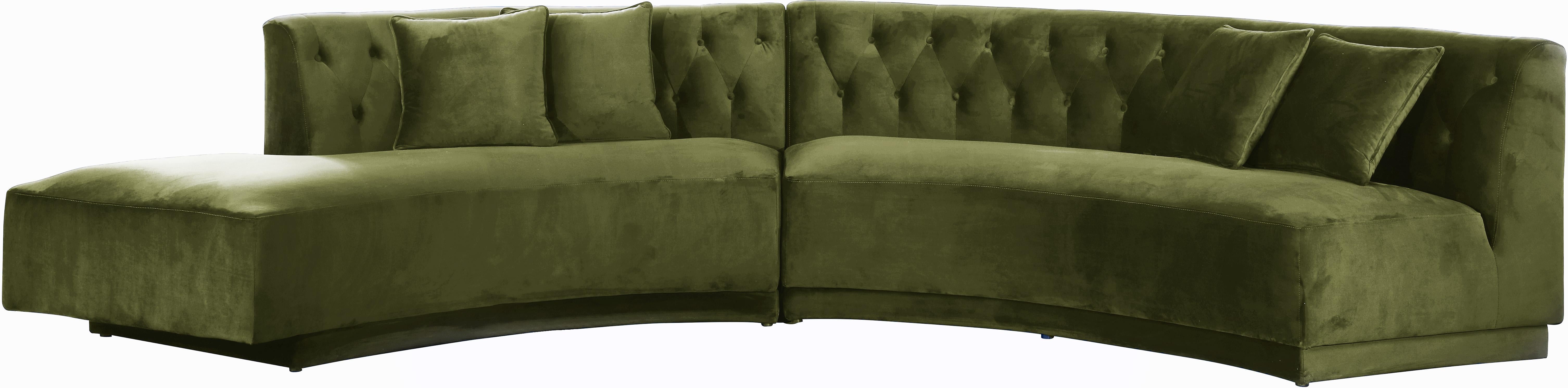Kenzi Olive Velvet 2pc. Sectional - Luxe Home Furnishings (Jersey City, NJ)