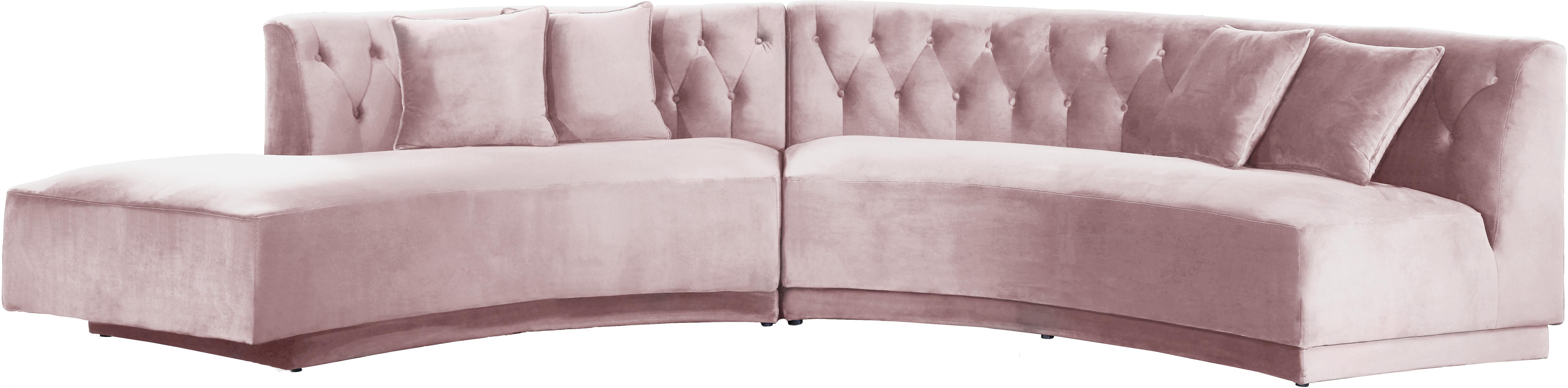 Kenzi Pink Velvet 2pc. Sectional - Luxe Home Furnishings (Jersey City, NJ)