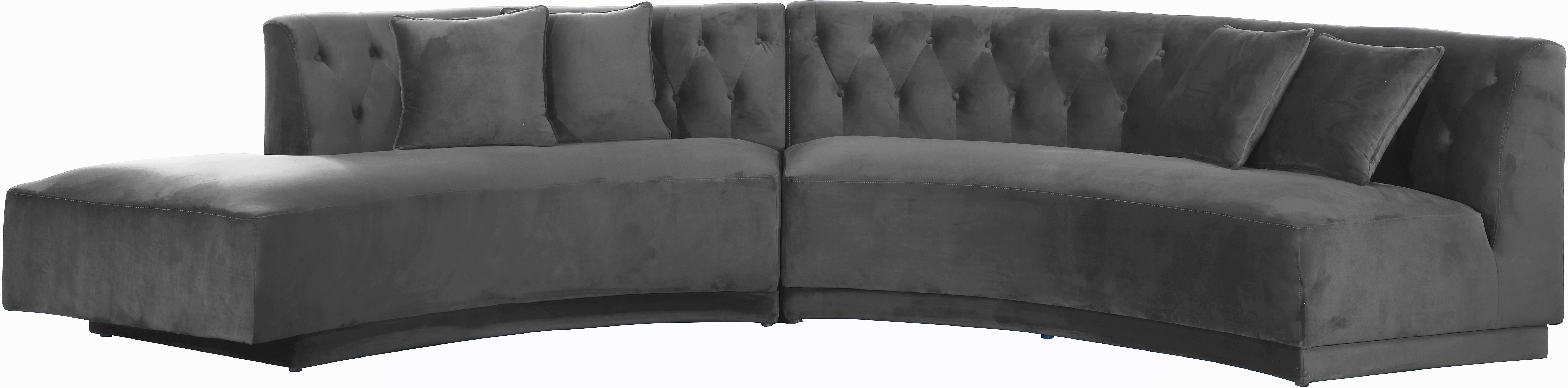 Kenzi Grey Velvet 2pc. Sectional - Luxe Home Furnishings (Jersey City, NJ)