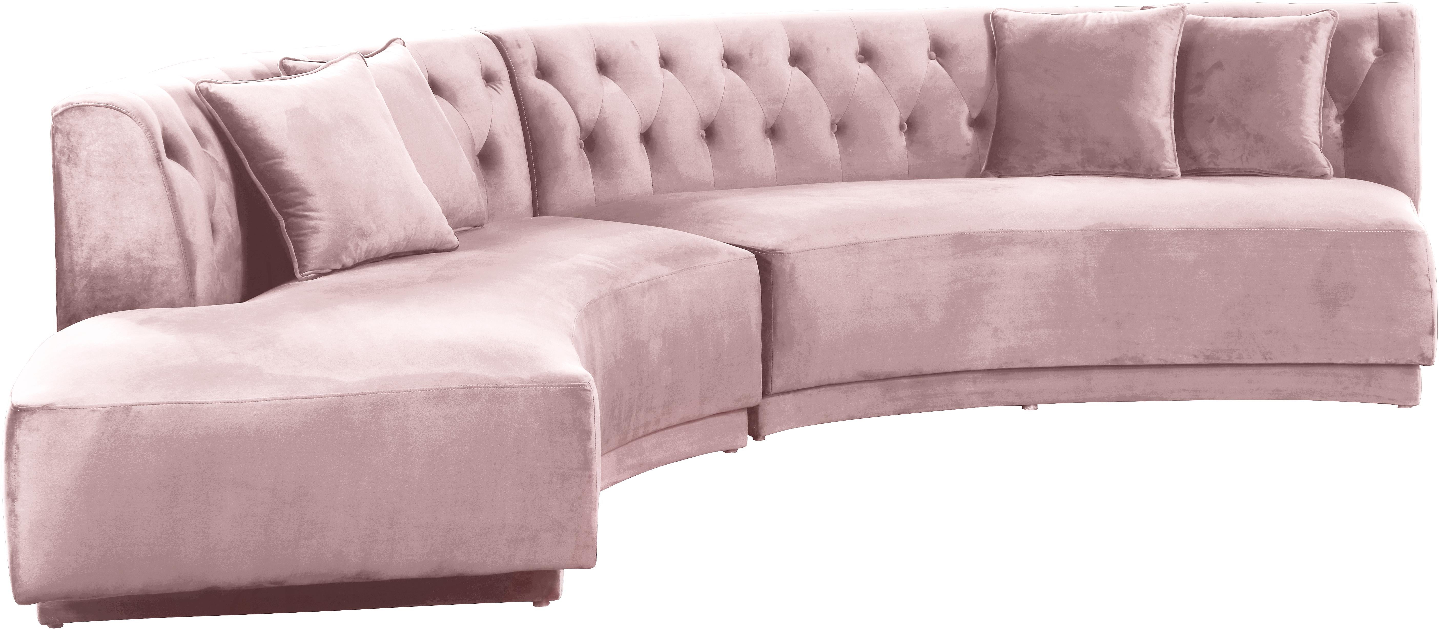 Kenzi Pink Velvet 2pc. Sectional - Luxe Home Furnishings (Jersey City, NJ)