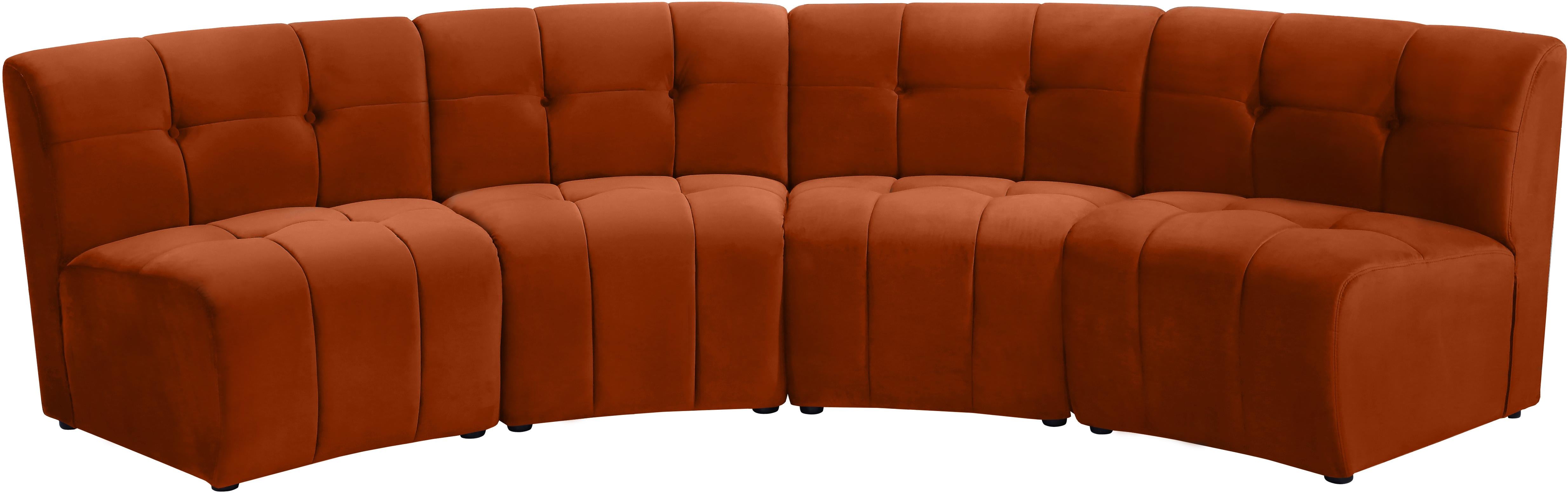 Limitless Cognac Velvet 4pc. Modular Sectional - Luxe Home Furnishings (Jersey City, NJ)