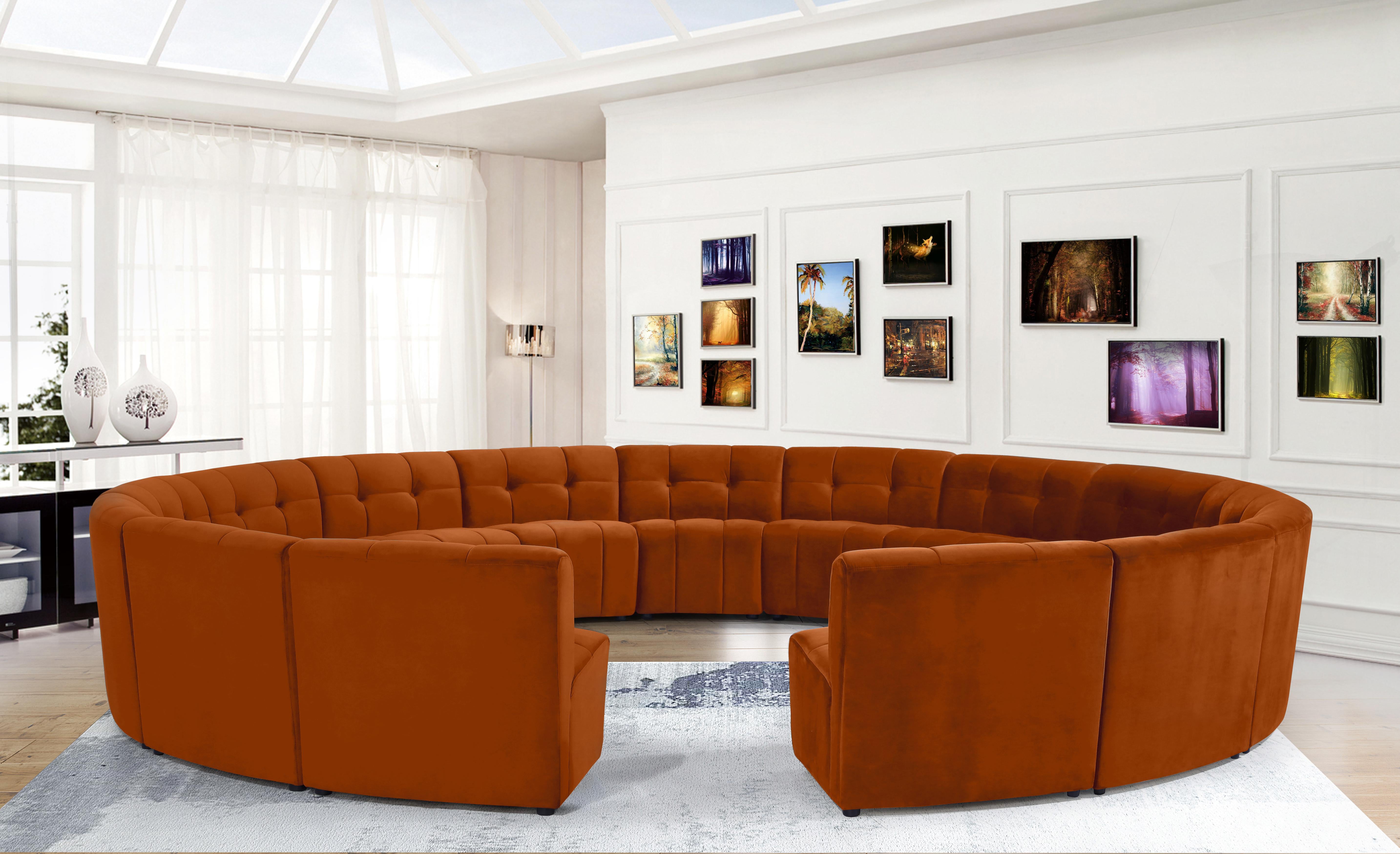 Limitless Cognac Velvet 15pc. Modular Sectional - Luxe Home Furnishings (Jersey City, NJ)