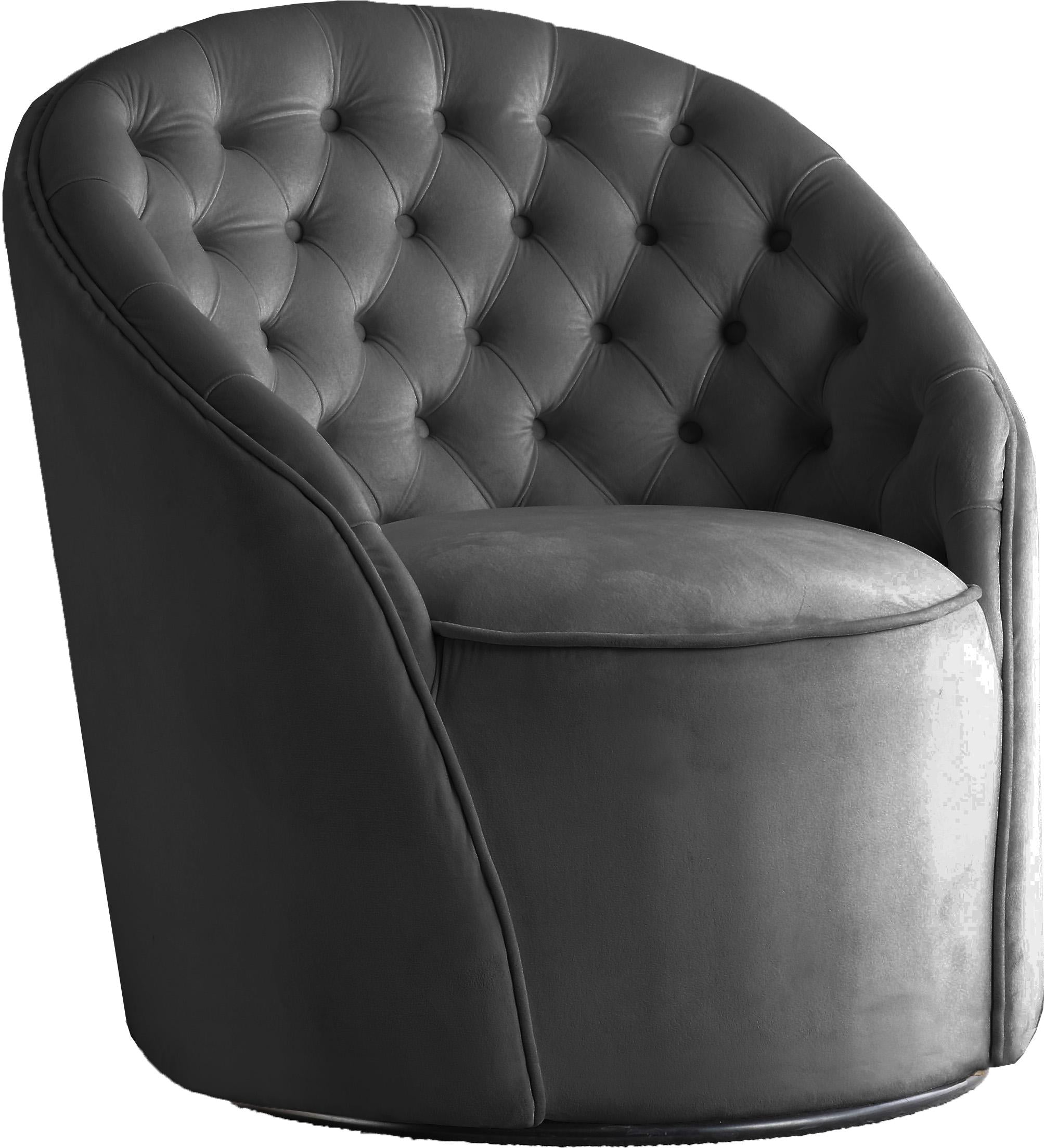Alessio Grey Velvet Accent Chair - Luxe Home Furnishings (Jersey City, NJ)