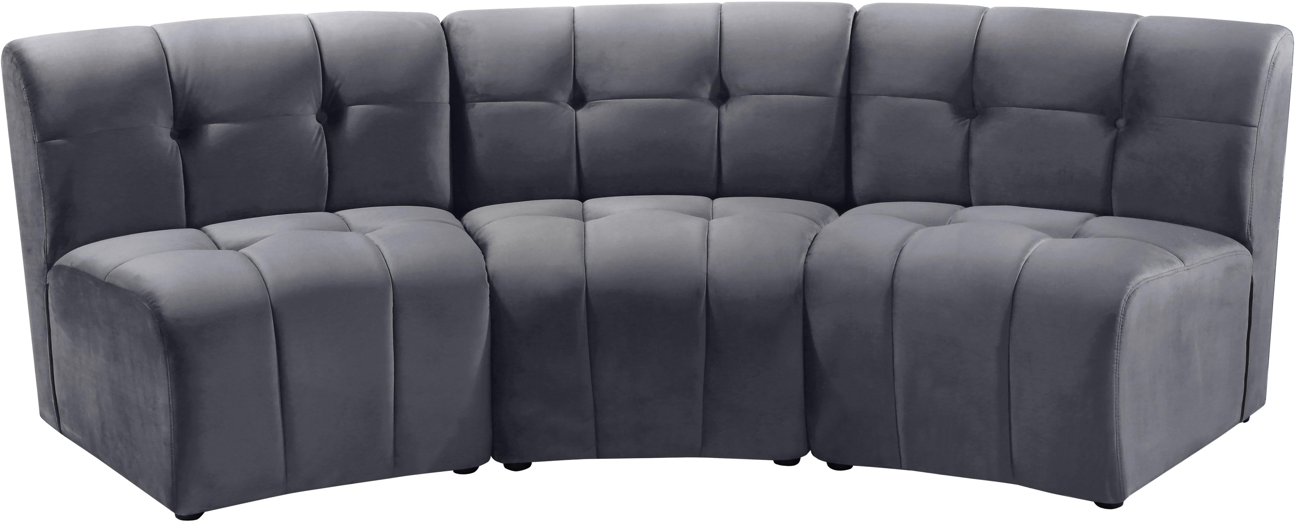 Limitless Grey Velvet 3pc. Modular Sectional - Luxe Home Furnishings (Jersey City, NJ)