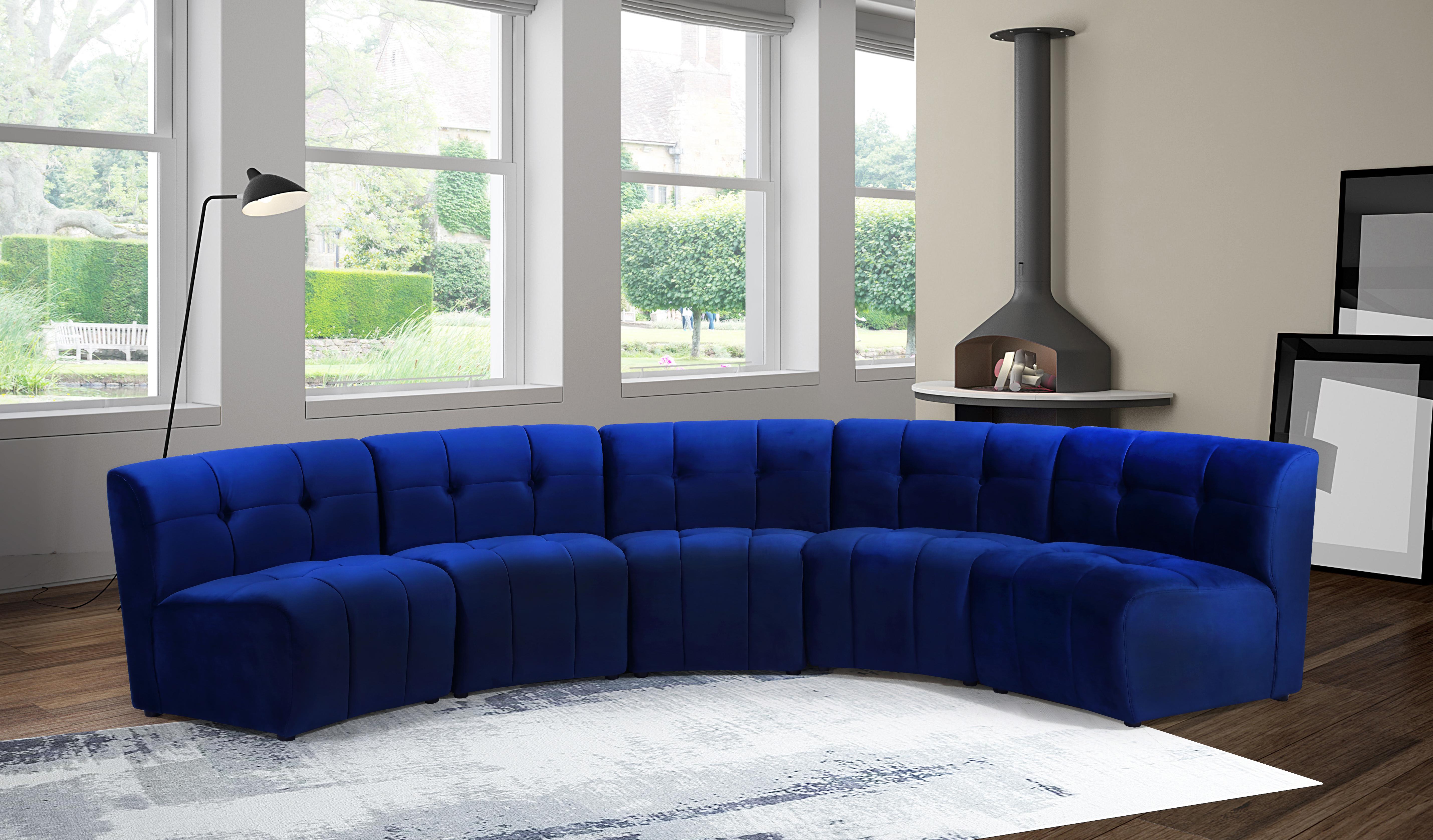 Limitless Navy Velvet 5pc. Modular Sectional - Luxe Home Furnishings (Jersey City, NJ)