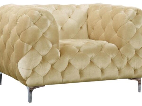 Mercer Beige Velvet Chair - Luxe Home Furnishings (Jersey City, NJ)