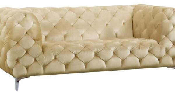 Mercer Beige Velvet Loveseat - Luxe Home Furnishings (Jersey City, NJ)