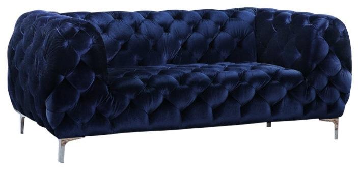 Mercer Navy Velvet Loveseat - Luxe Home Furnishings (Jersey City, NJ)
