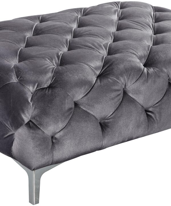 Mercer Grey Velvet Ottoman - Luxe Home Furnishings (Jersey City, NJ)