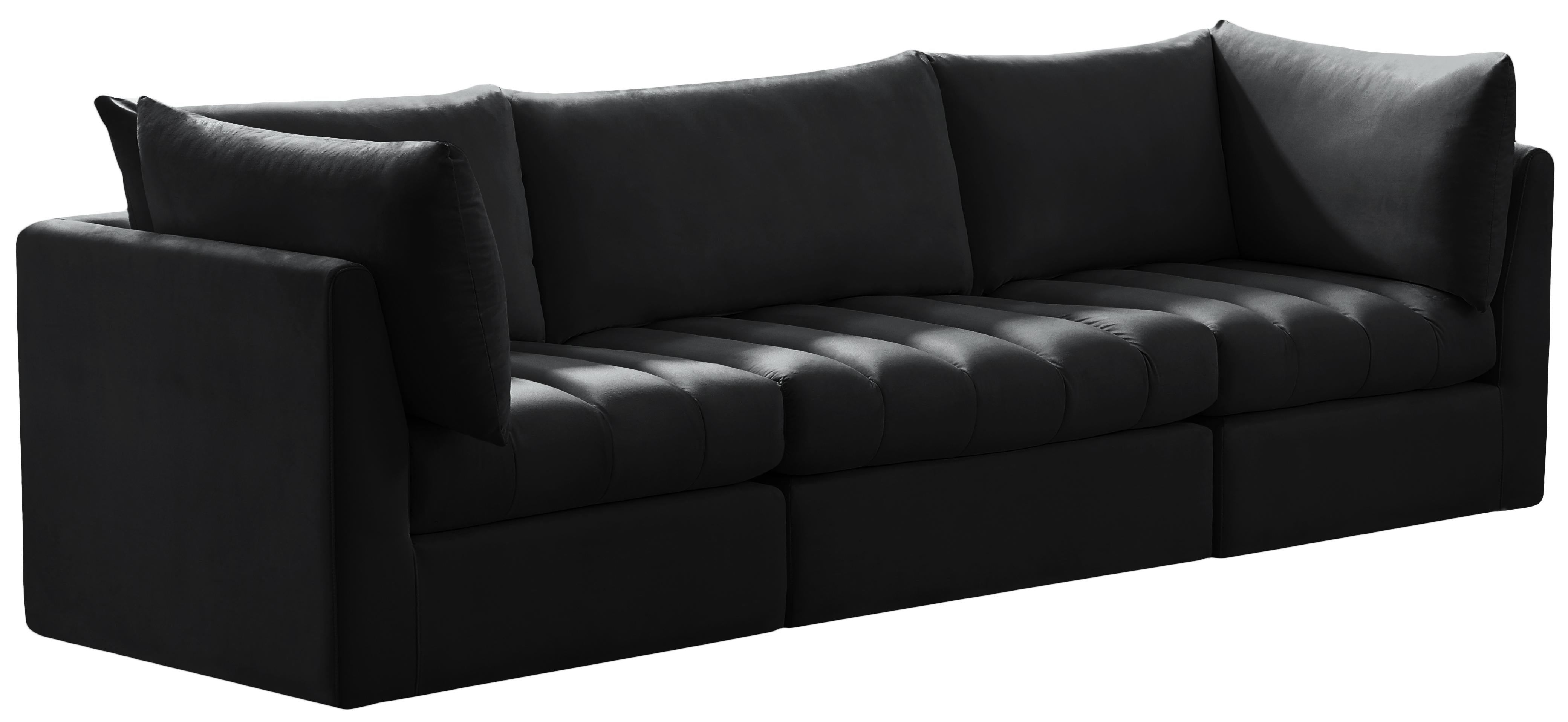 Jacob Black Velvet Modular Sofa - Luxe Home Furnishings (Jersey City, NJ)