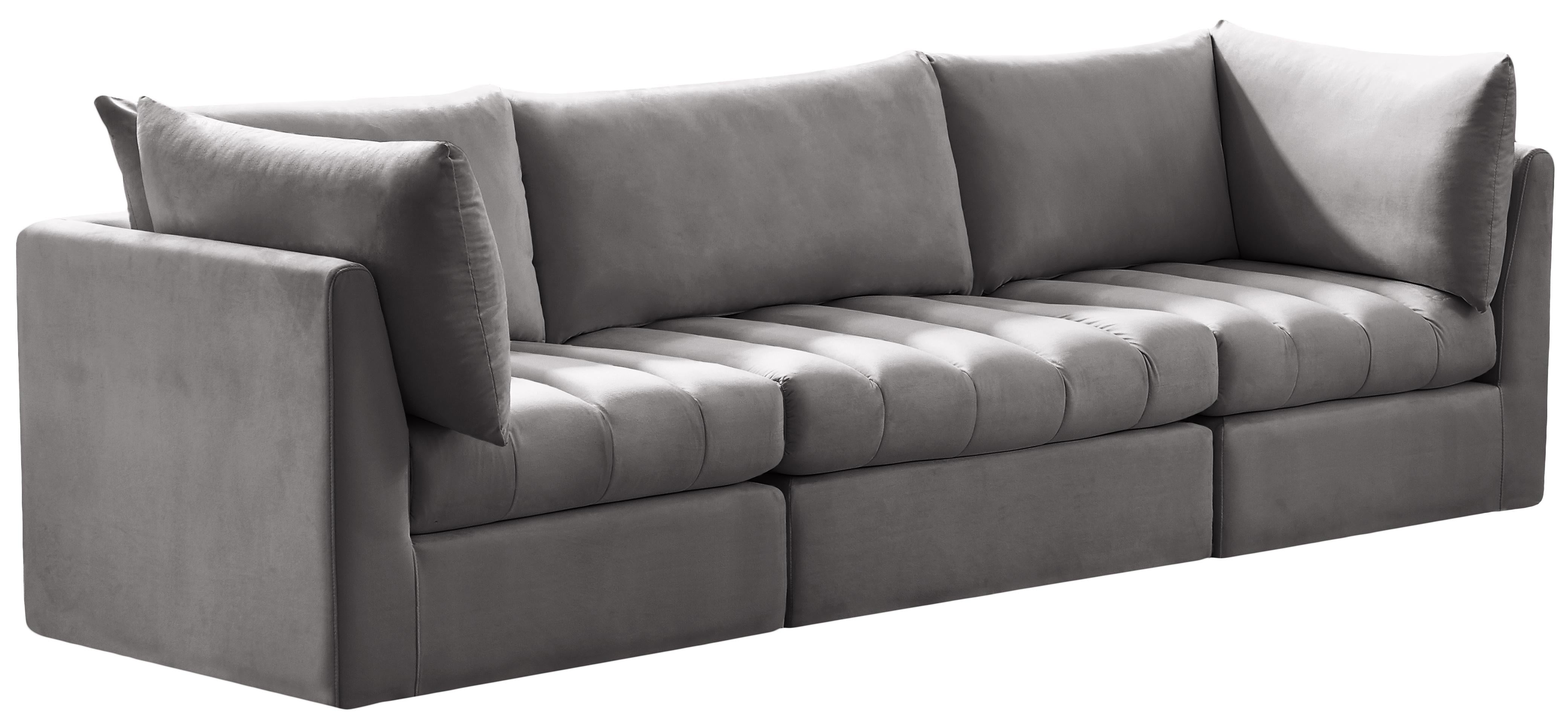 Jacob Grey Velvet Modular Sofa - Luxe Home Furnishings (Jersey City, NJ)