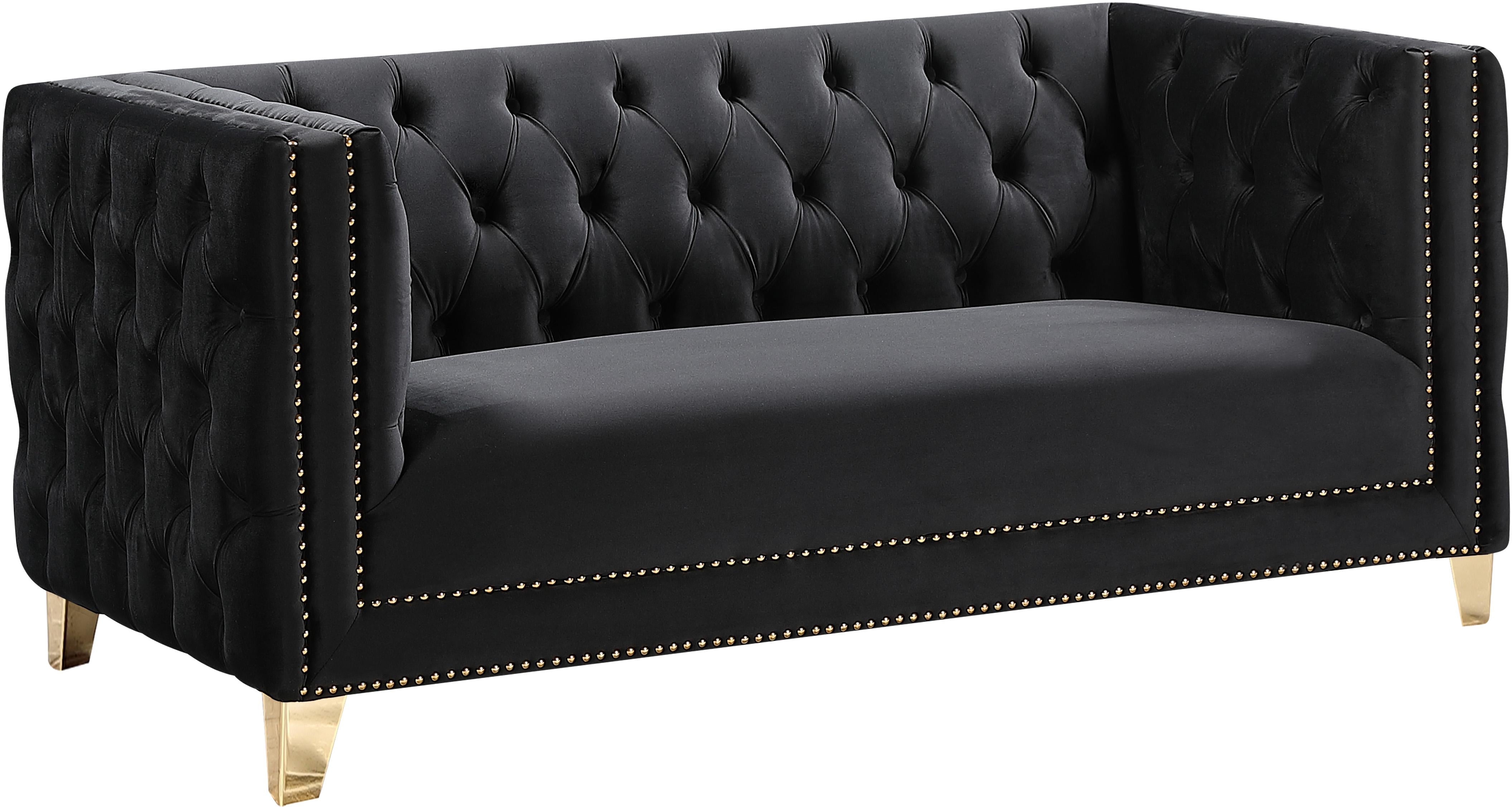 Michelle Black Velvet Loveseat - Luxe Home Furnishings (Jersey City, NJ)