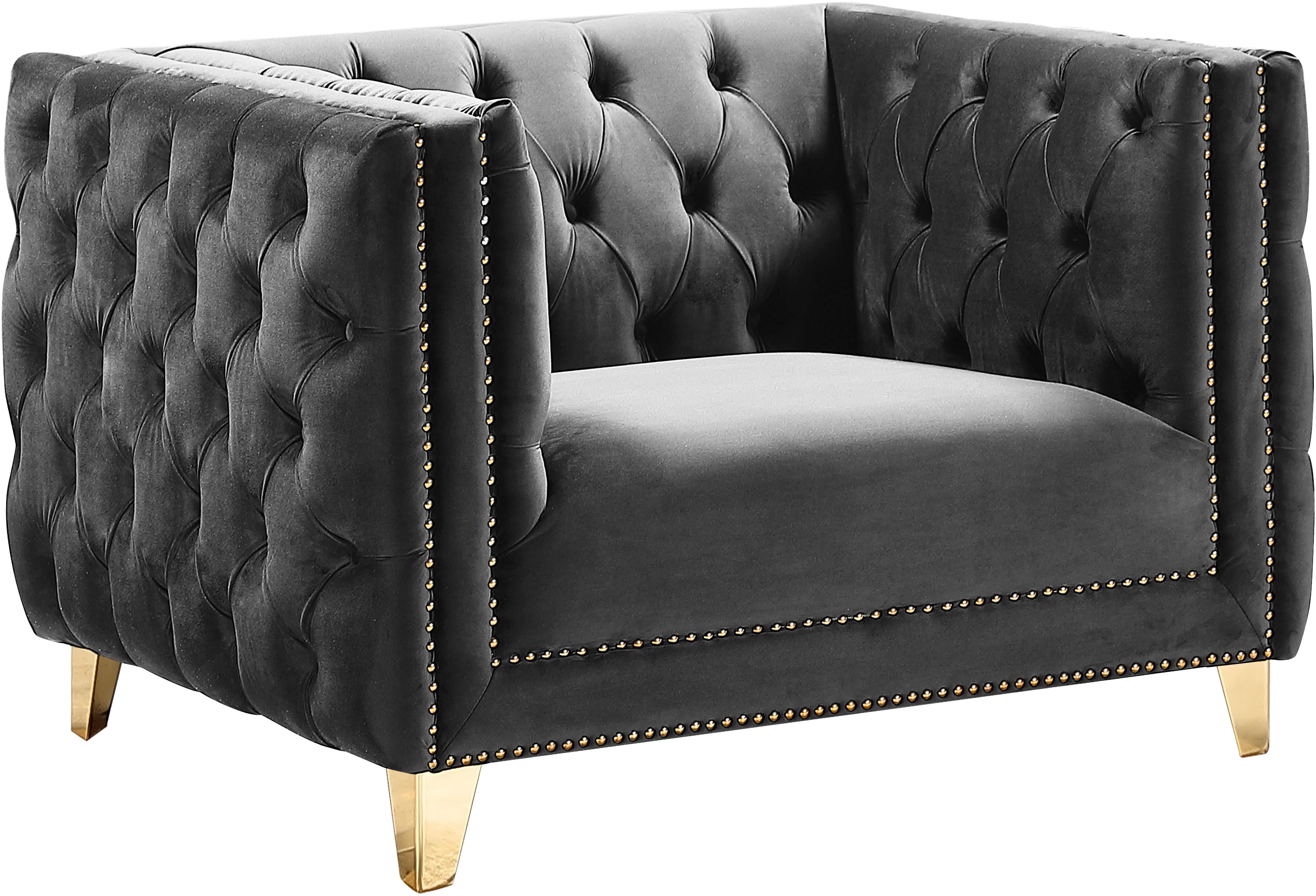 Michelle Grey Velvet Chair - Luxe Home Furnishings (Jersey City, NJ)