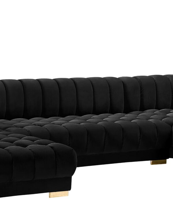 Gwen Black Velvet 3pc. Sectional (3 Boxes) - Luxe Home Furnishings (Jersey City, NJ)