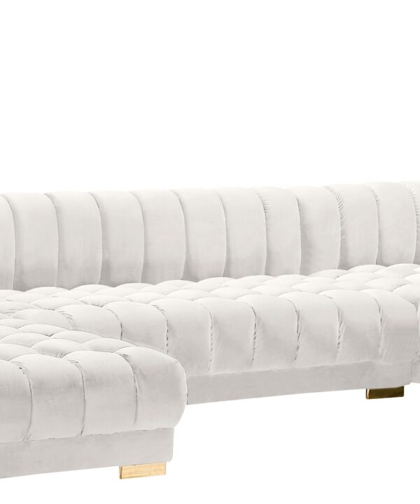 Gwen Cream Velvet 3pc. Sectional (3 Boxes) - Luxe Home Furnishings (Jersey City, NJ)