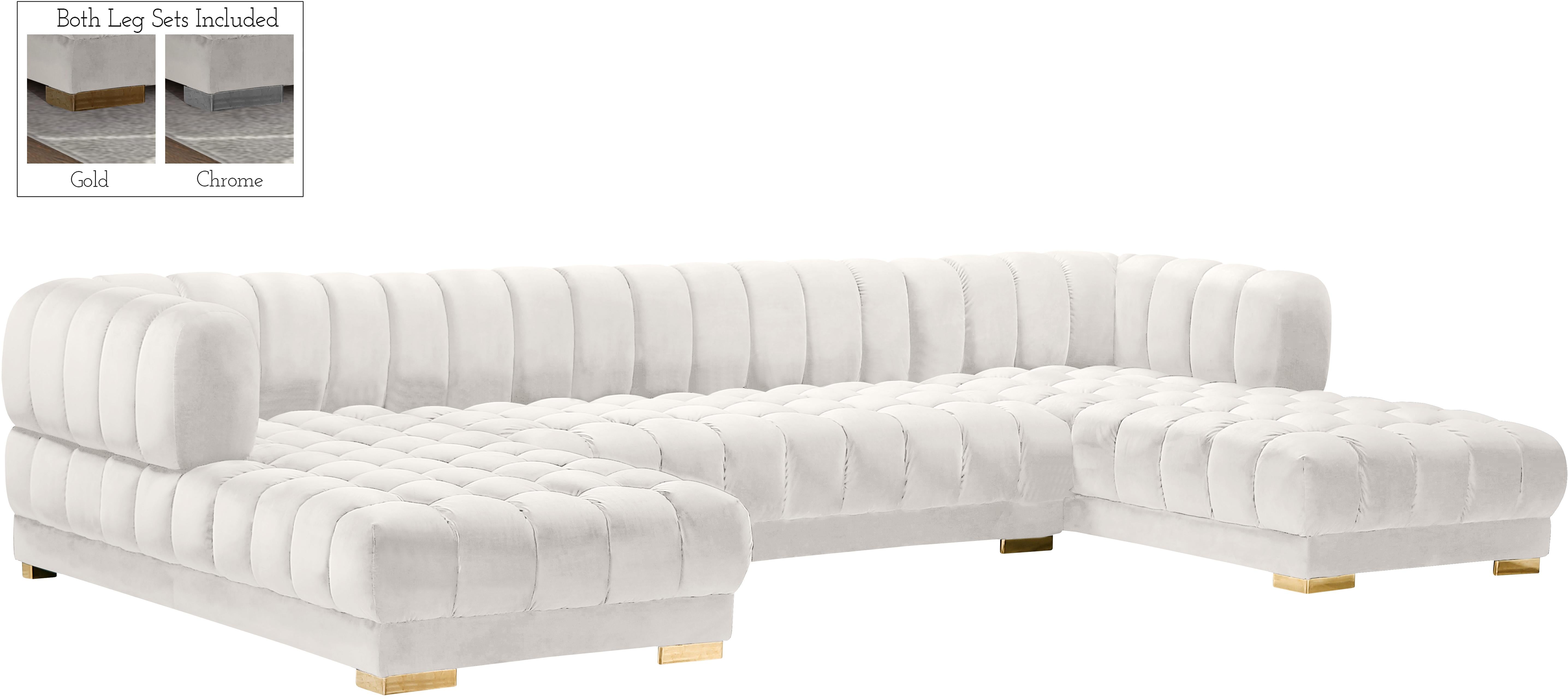 Gwen Cream Velvet 3pc. Sectional (3 Boxes) - Luxe Home Furnishings (Jersey City, NJ)