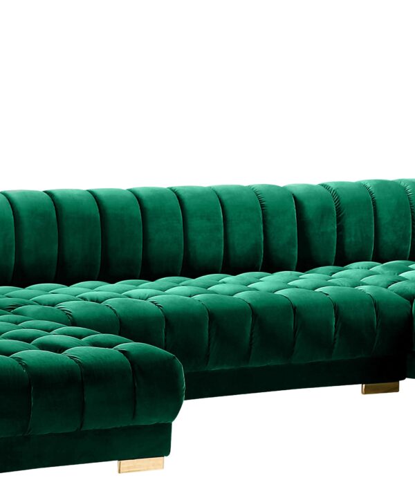 Gwen Green Velvet 3pc. Sectional (3 Boxes) - Luxe Home Furnishings (Jersey City, NJ)