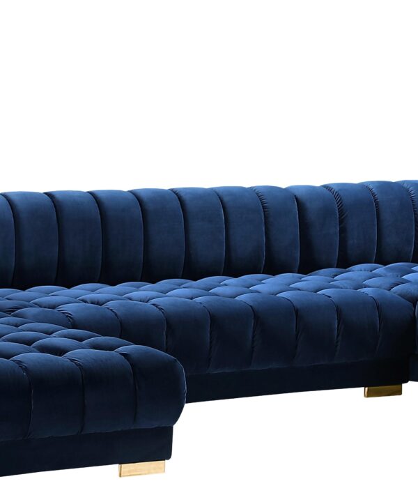 Gwen Navy Velvet 3pc. Sectional (3 Boxes) - Luxe Home Furnishings (Jersey City, NJ)