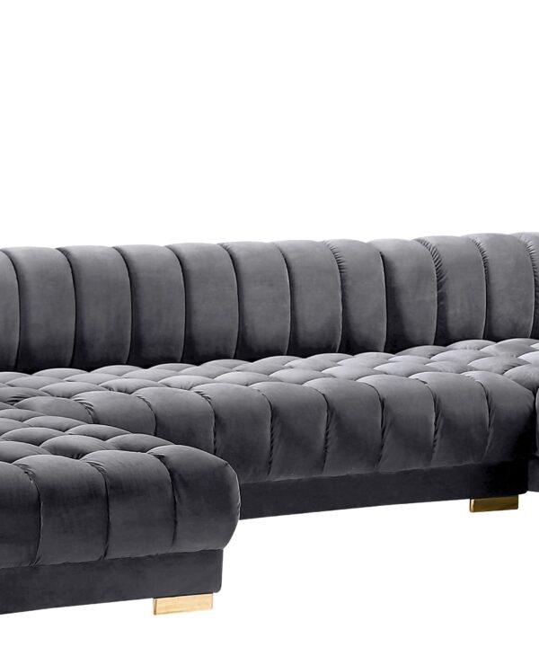 Gwen Grey Velvet 3pc. Sectional (3 Boxes) - Luxe Home Furnishings (Jersey City, NJ)