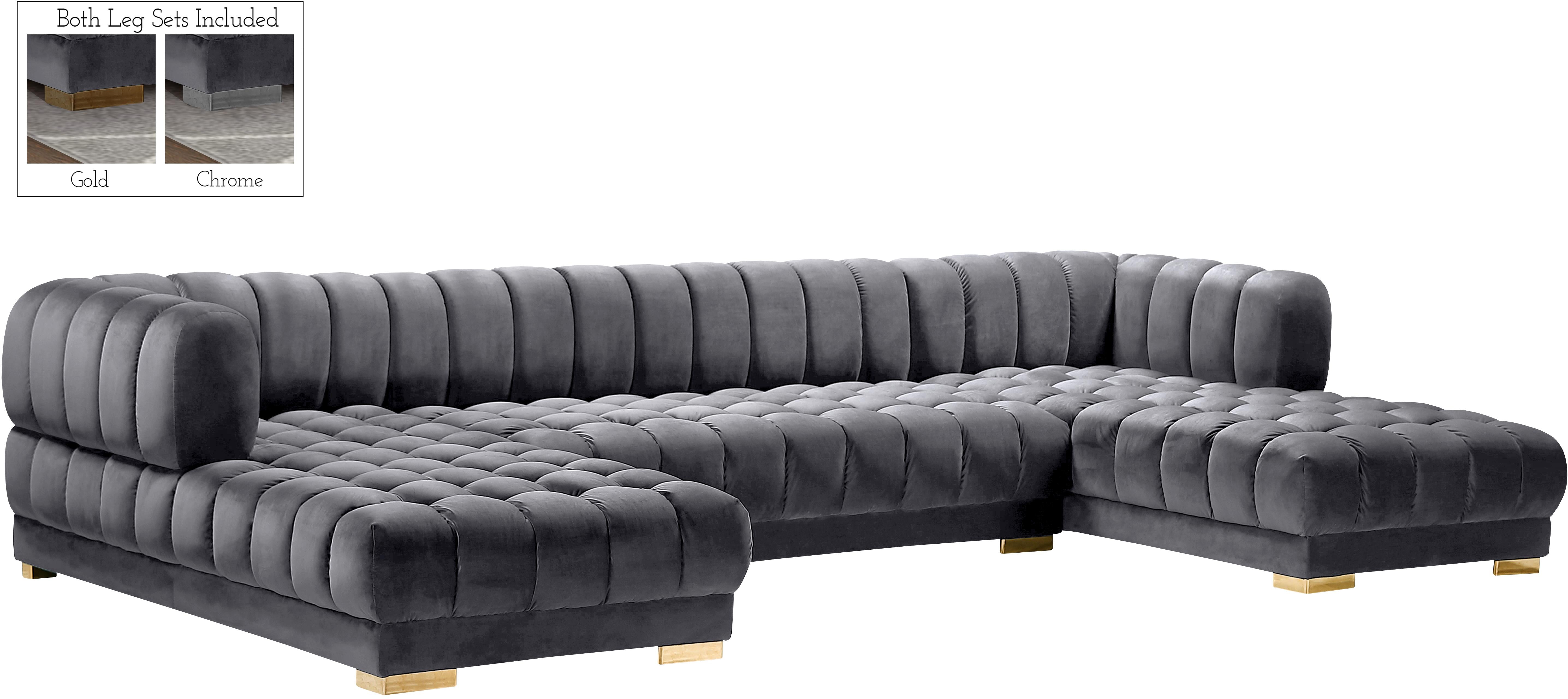 Gwen Grey Velvet 3pc. Sectional (3 Boxes) - Luxe Home Furnishings (Jersey City, NJ)
