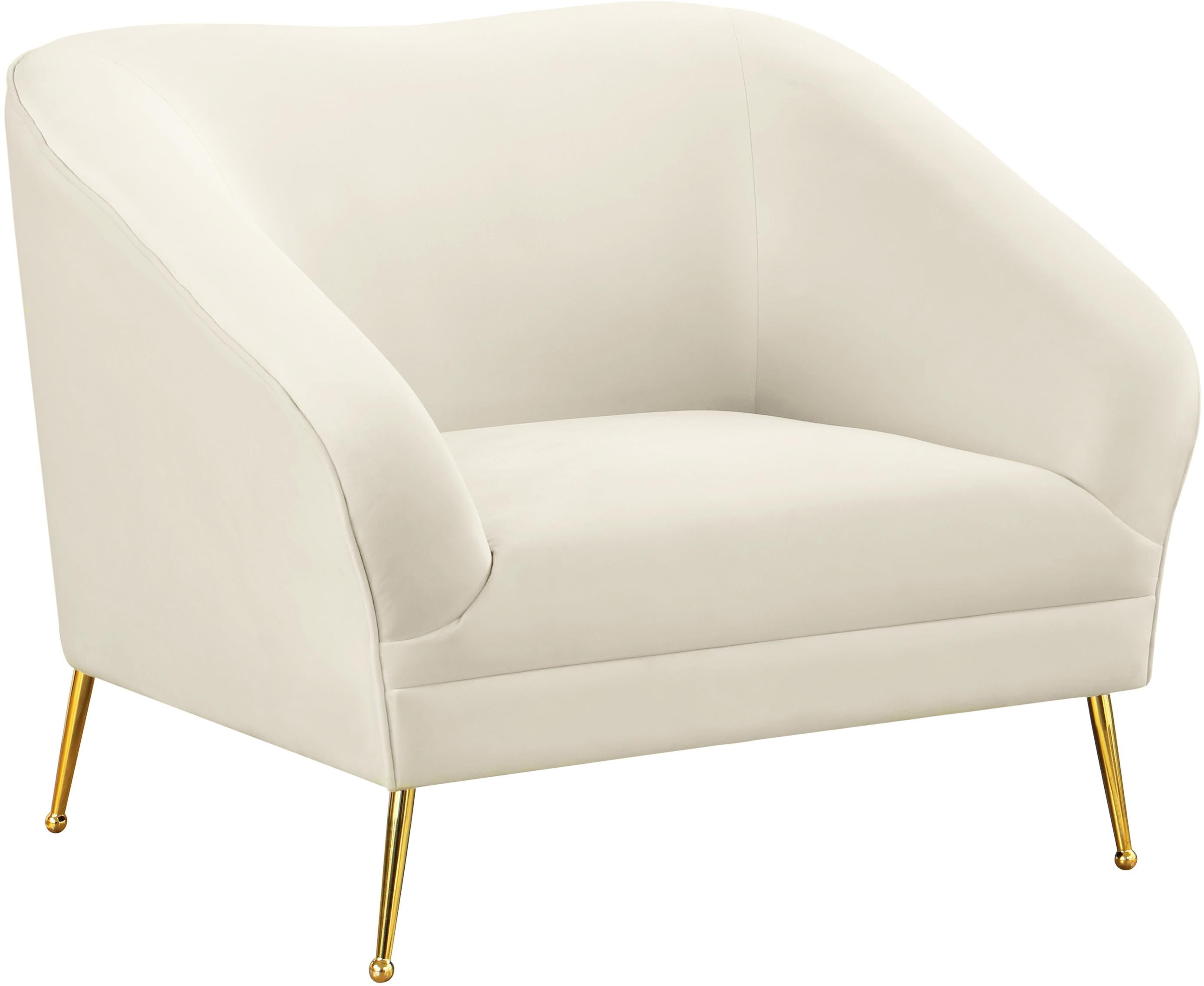 Hermosa Cream Velvet Chair - Luxe Home Furnishings (Jersey City, NJ)