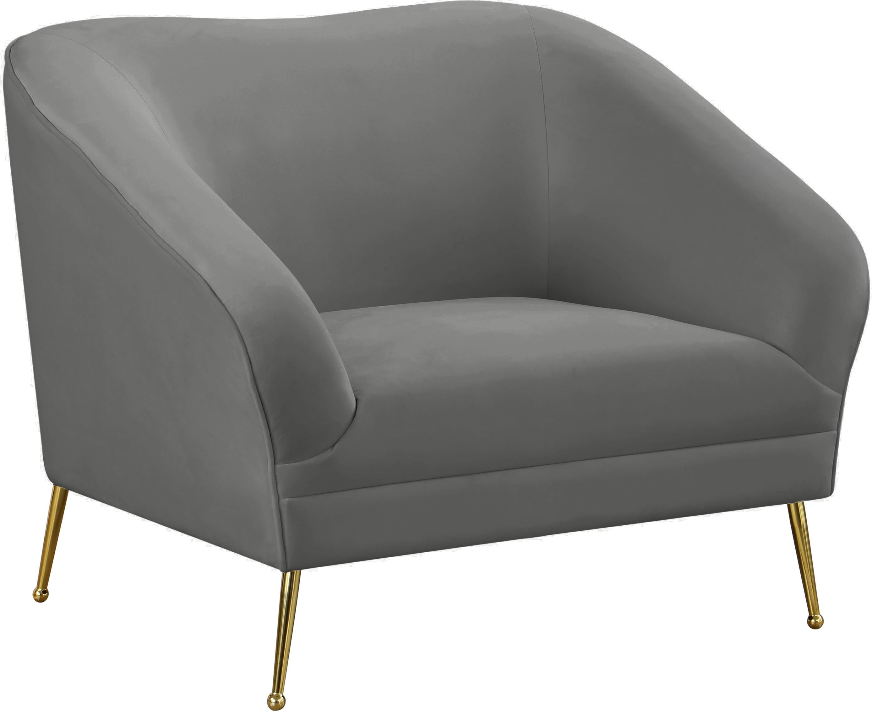 Hermosa Grey Velvet Chair - Luxe Home Furnishings (Jersey City, NJ)