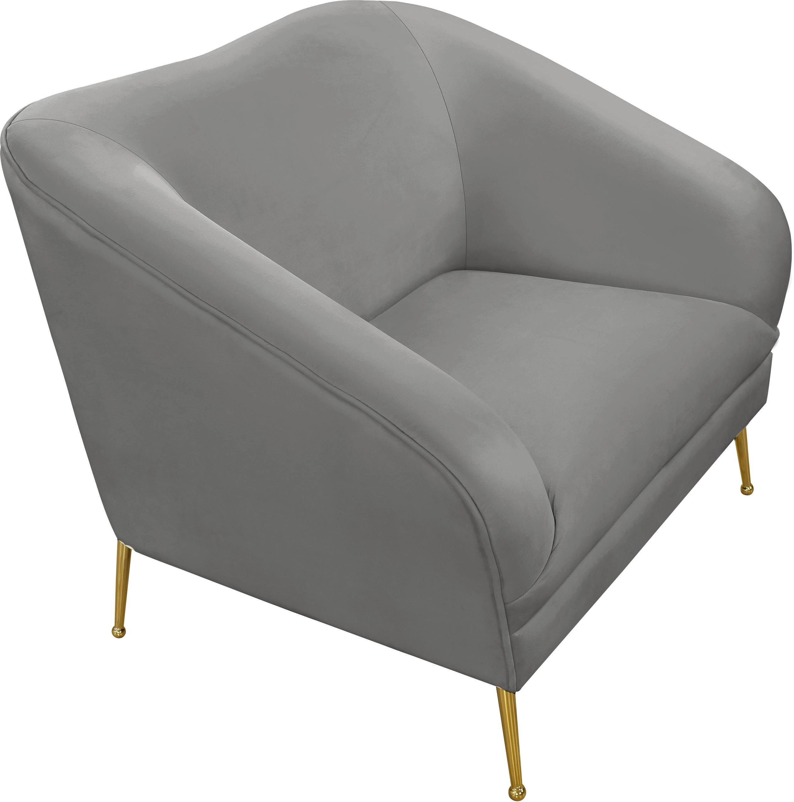 Hermosa Grey Velvet Chair - Luxe Home Furnishings (Jersey City, NJ)
