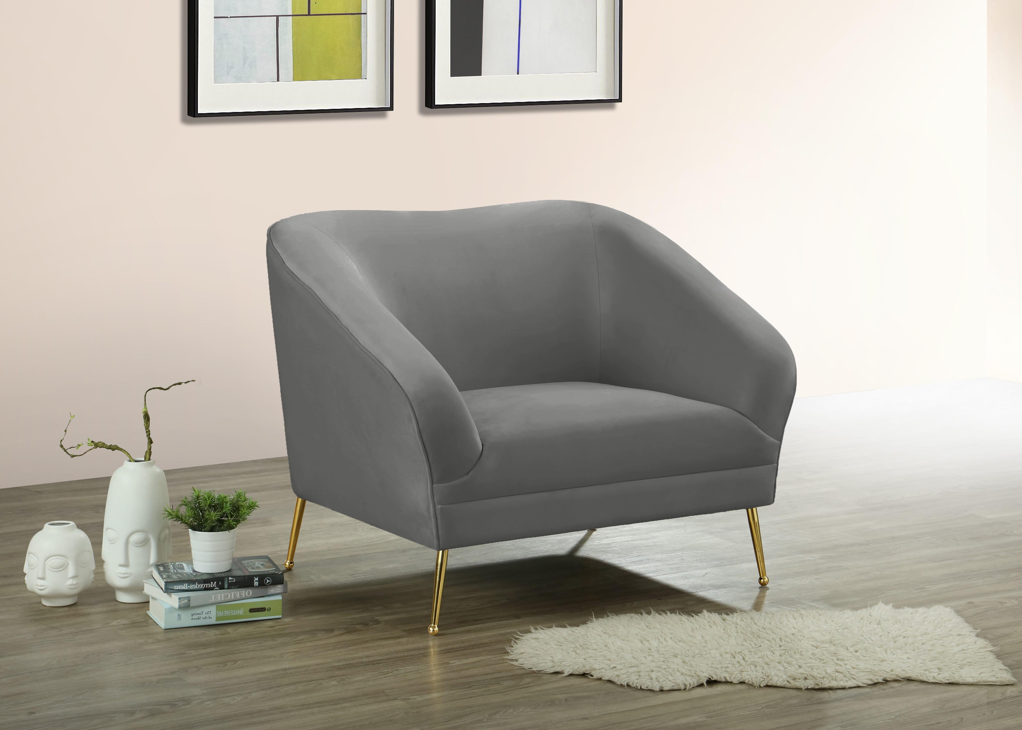 Hermosa Grey Velvet Chair - Luxe Home Furnishings (Jersey City, NJ)