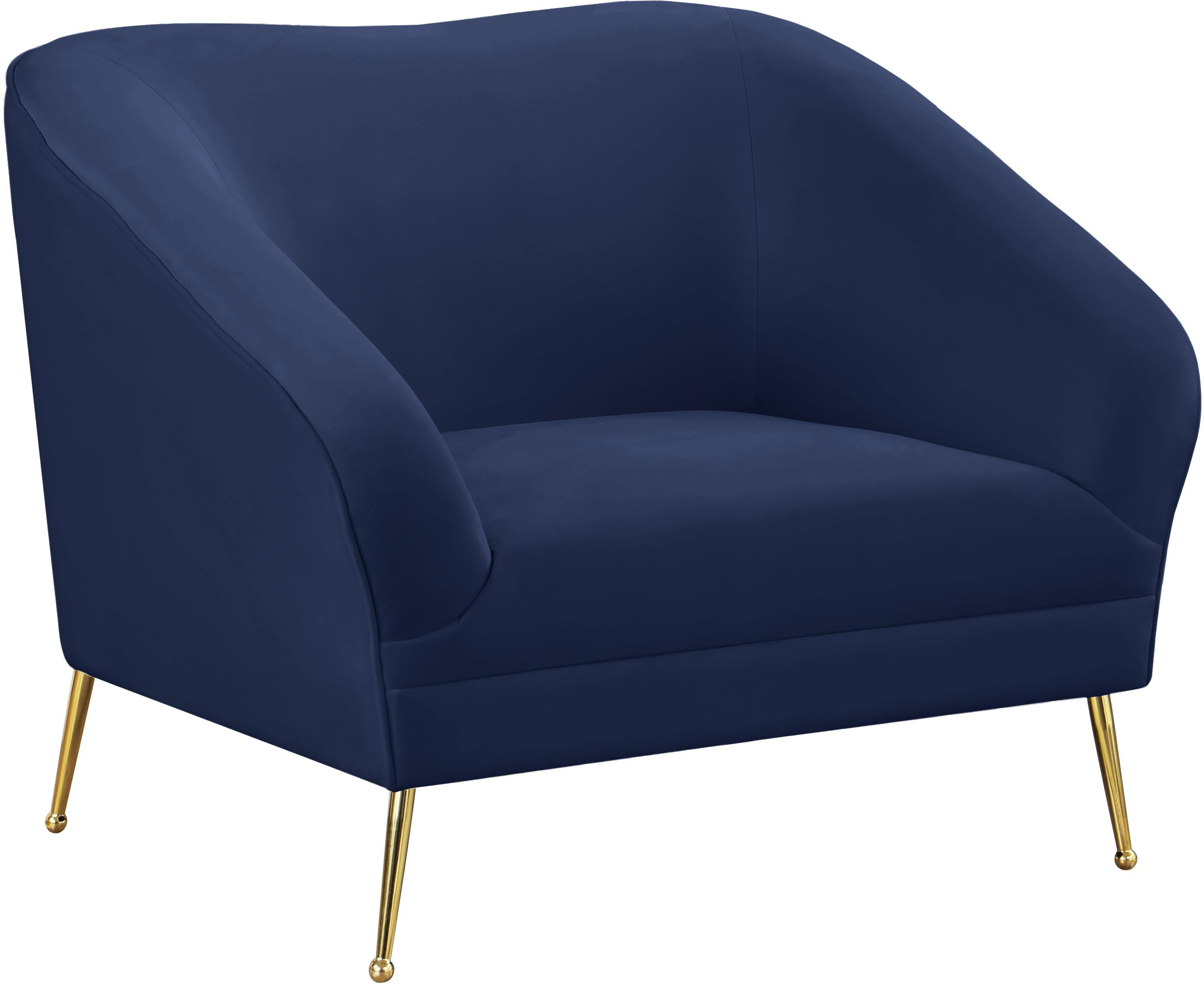 Hermosa Navy Velvet Chair - Luxe Home Furnishings (Jersey City, NJ)