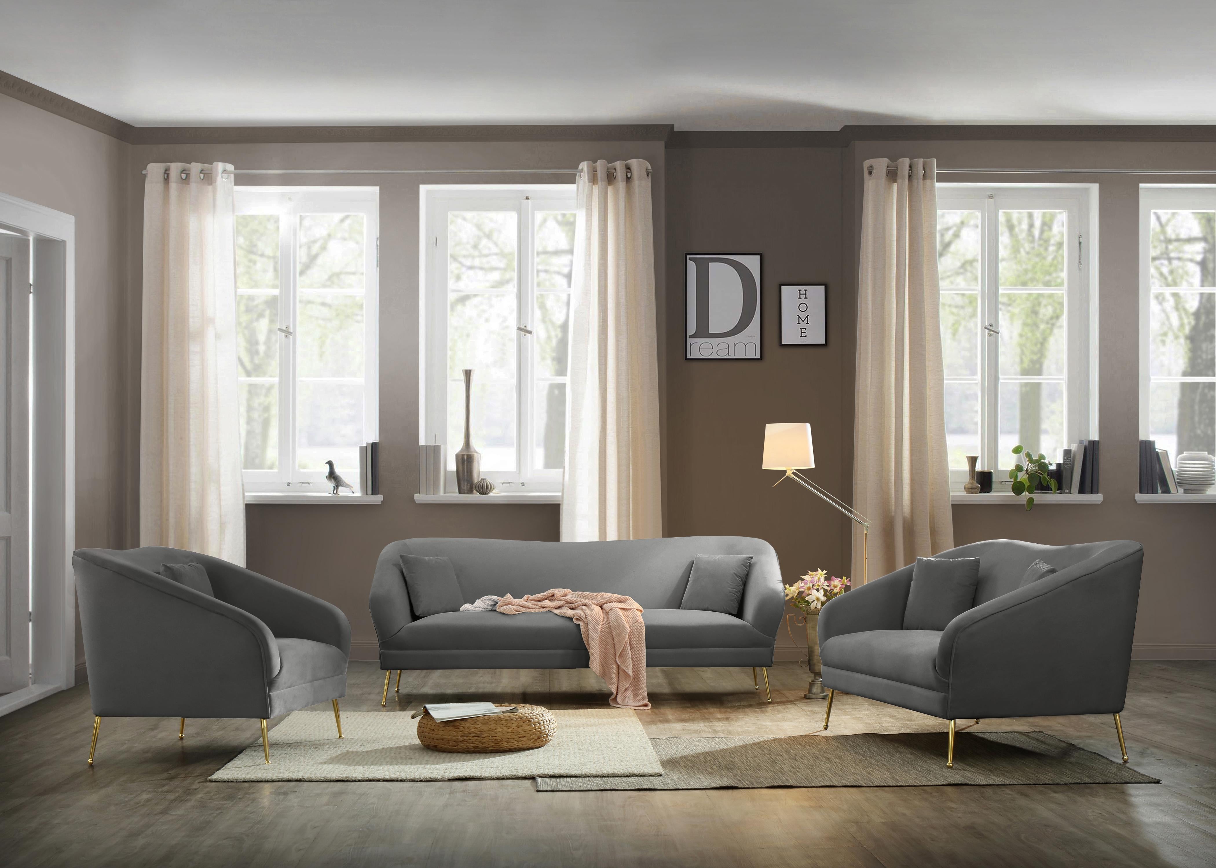 Hermosa Grey Velvet Chair - Luxe Home Furnishings (Jersey City, NJ)