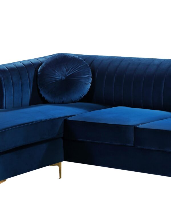 Eliana Navy Velvet 2pc. Reversible Sectional - Luxe Home Furnishings (Jersey City, NJ)