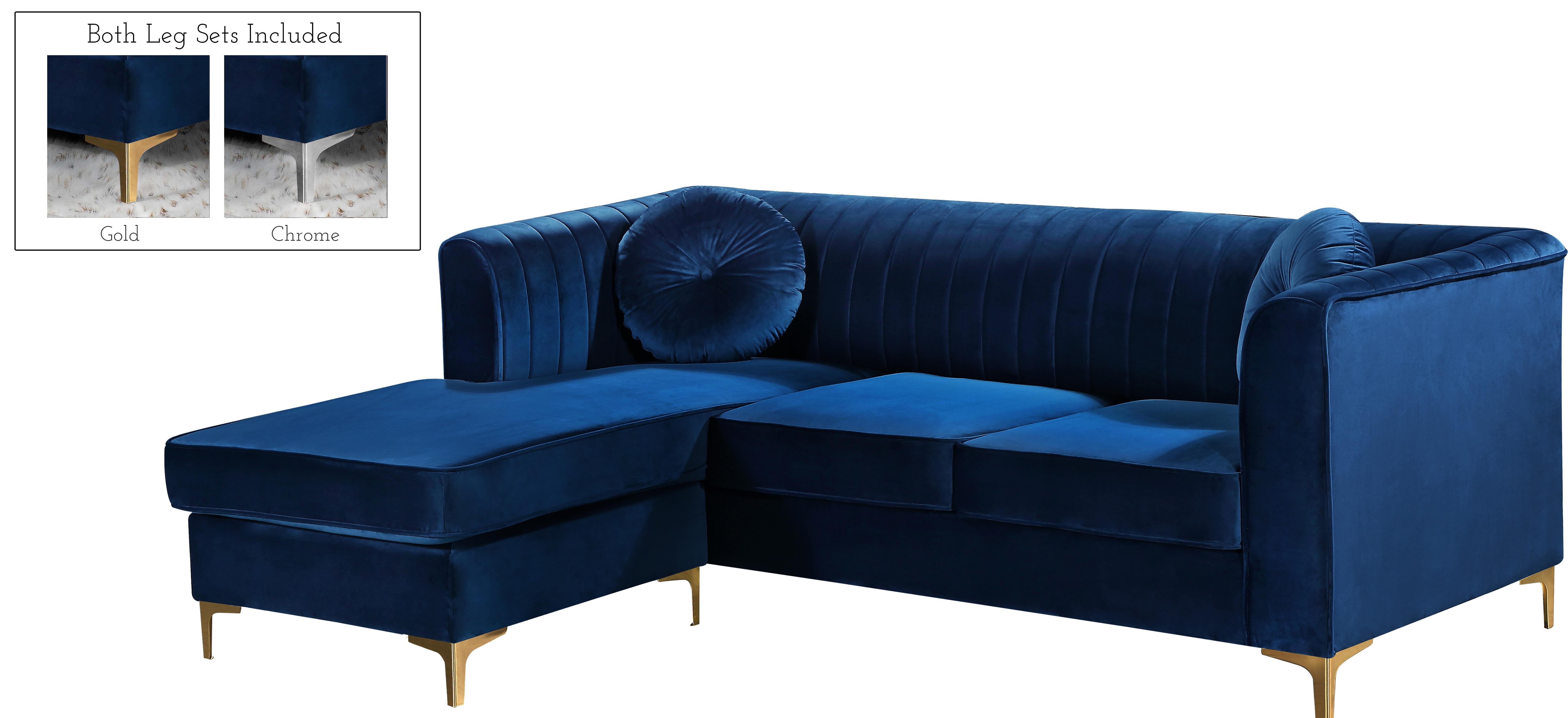 Eliana Navy Velvet 2pc. Reversible Sectional - Luxe Home Furnishings (Jersey City, NJ)
