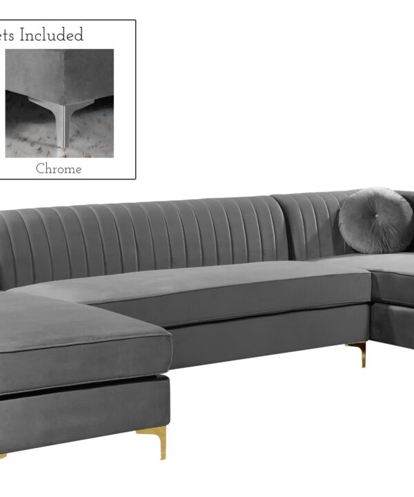 Graham Grey Velvet 3pc. Sectional - Luxe Home Furnishings (Jersey City, NJ)