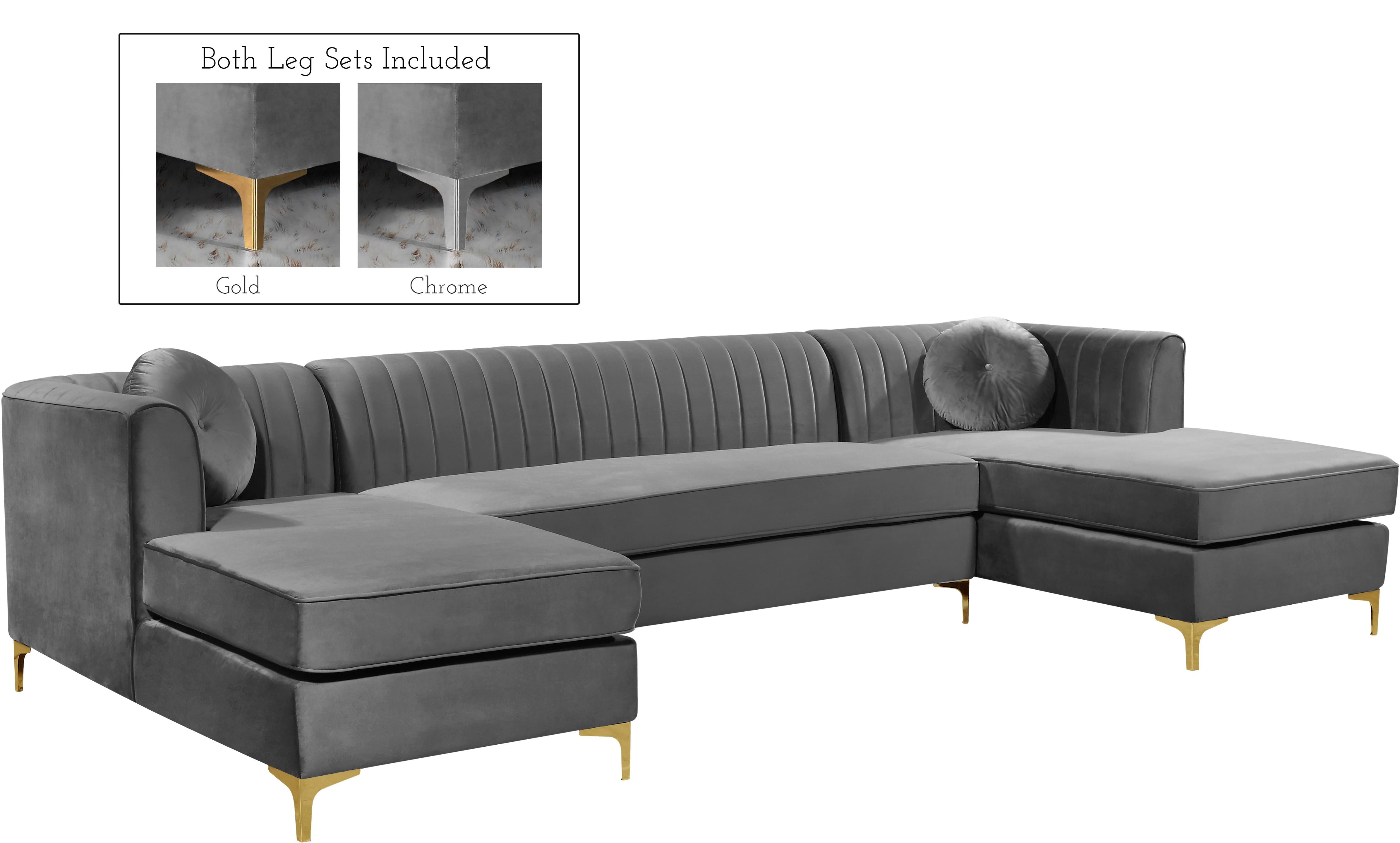 Graham Grey Velvet 3pc. Sectional - Luxe Home Furnishings (Jersey City, NJ)