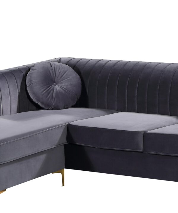 Eliana Grey Velvet 2pc. Reversible Sectional - Luxe Home Furnishings (Jersey City, NJ)