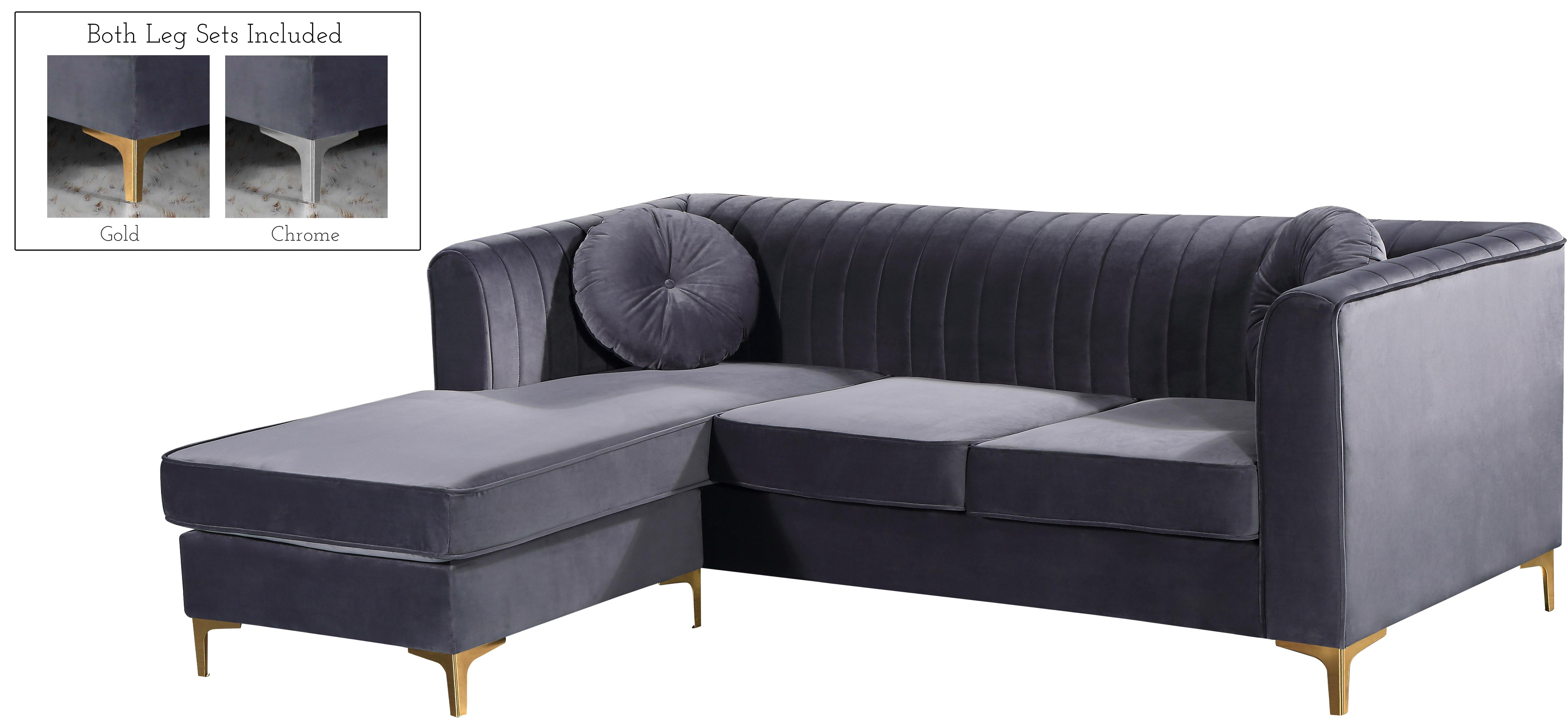 Eliana Grey Velvet 2pc. Reversible Sectional - Luxe Home Furnishings (Jersey City, NJ)