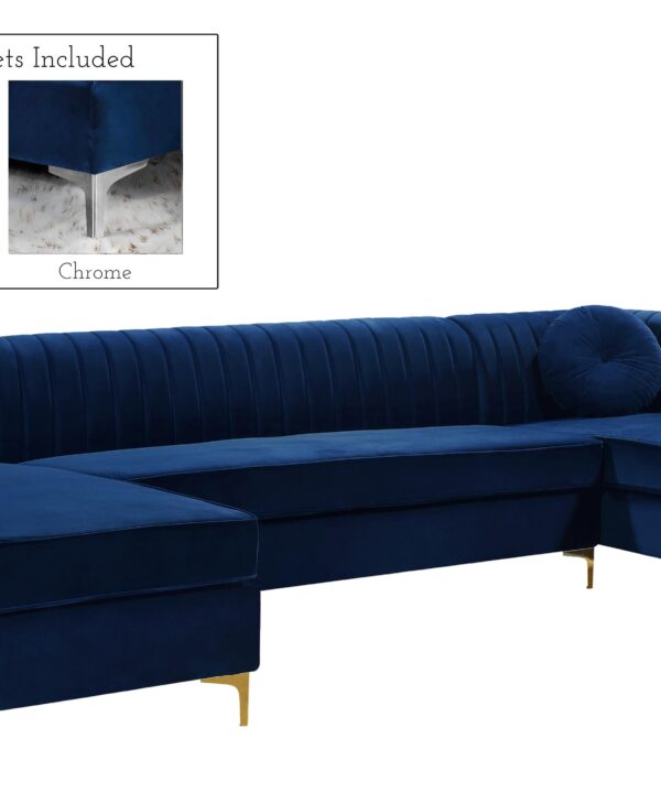 Graham Navy Velvet 3pc. Sectional - Luxe Home Furnishings (Jersey City, NJ)