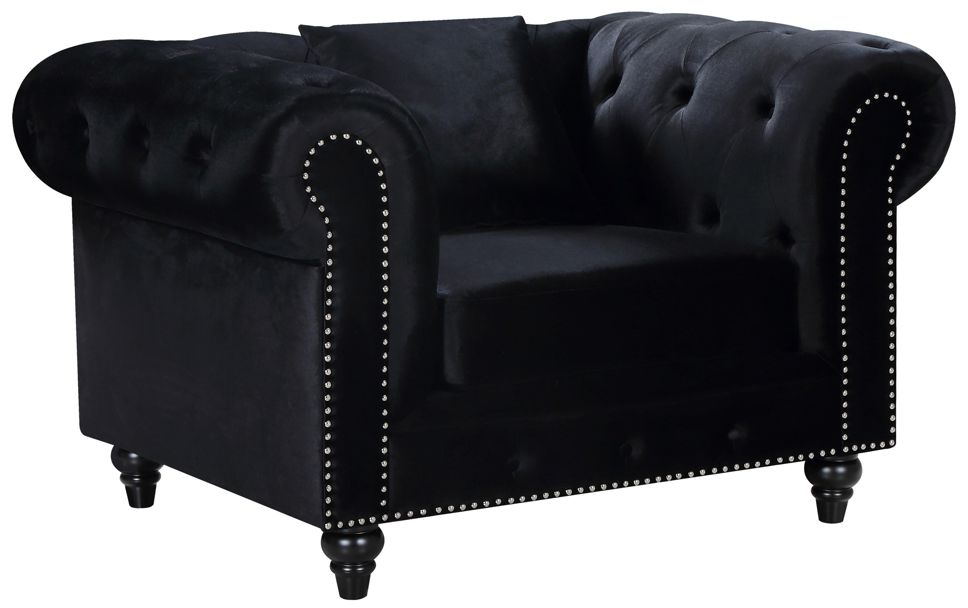 Chesterfield Black Velvet Chair - Luxe Home Furnishings (Jersey City, NJ)