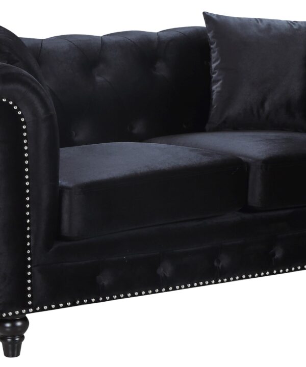Chesterfield Black Velvet Loveseat - Luxe Home Furnishings (Jersey City, NJ)